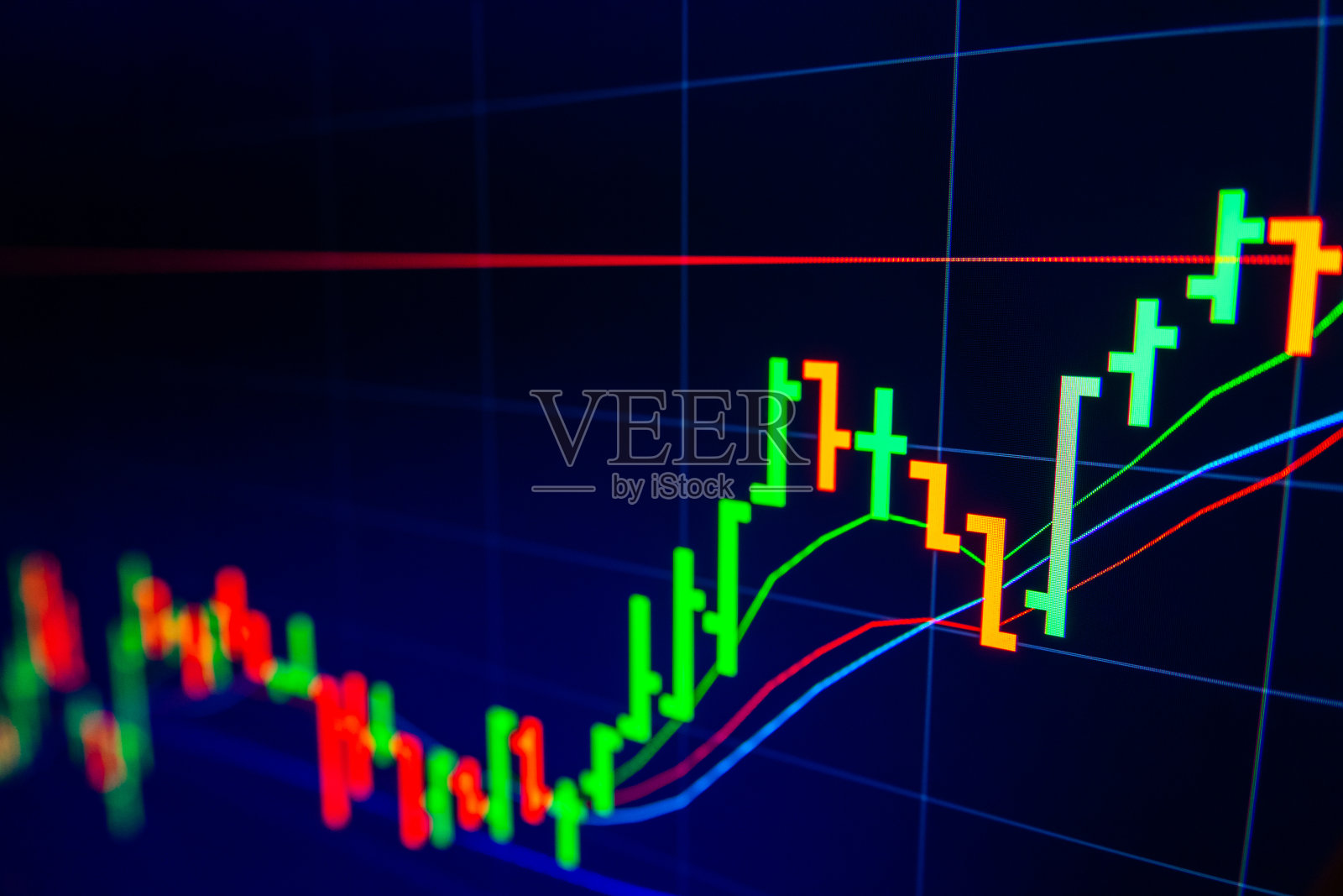LED屏幕上的证券交易所市场图，商业概念照片摄影图片
