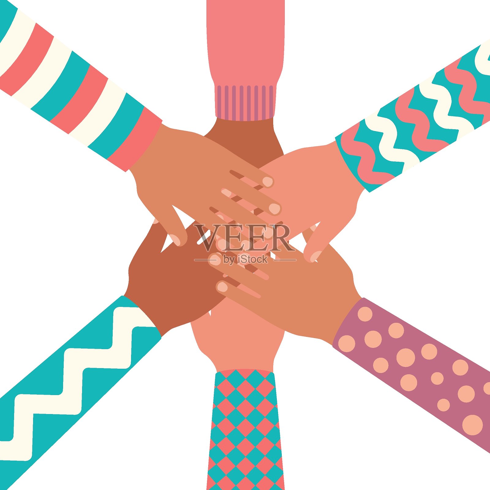 团队建设。不同群体一起矢量插画图片素材