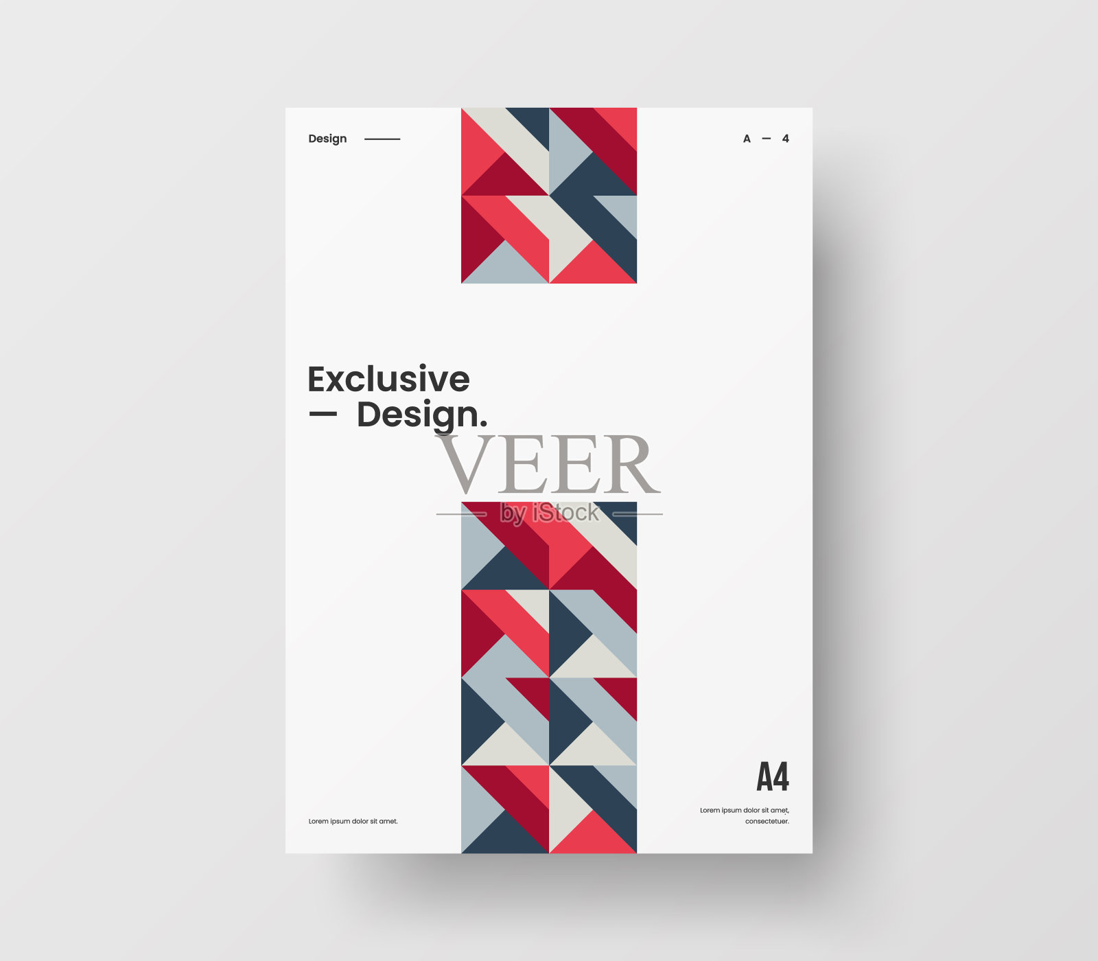 惊人的业务表示向量A4垂直方向的首页模拟。现代企业报表封面抽象几何插图设计布局。公司身份手册模板。设计模板素材