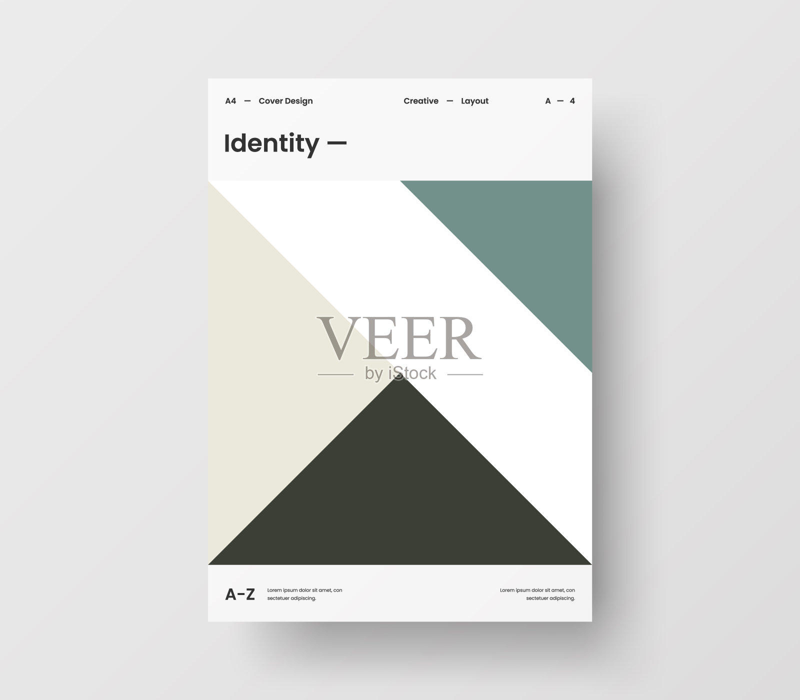 惊人的业务表示向量A4垂直方向的首页模拟。现代企业报表封面抽象几何插图设计布局。公司身份手册模板。设计模板素材