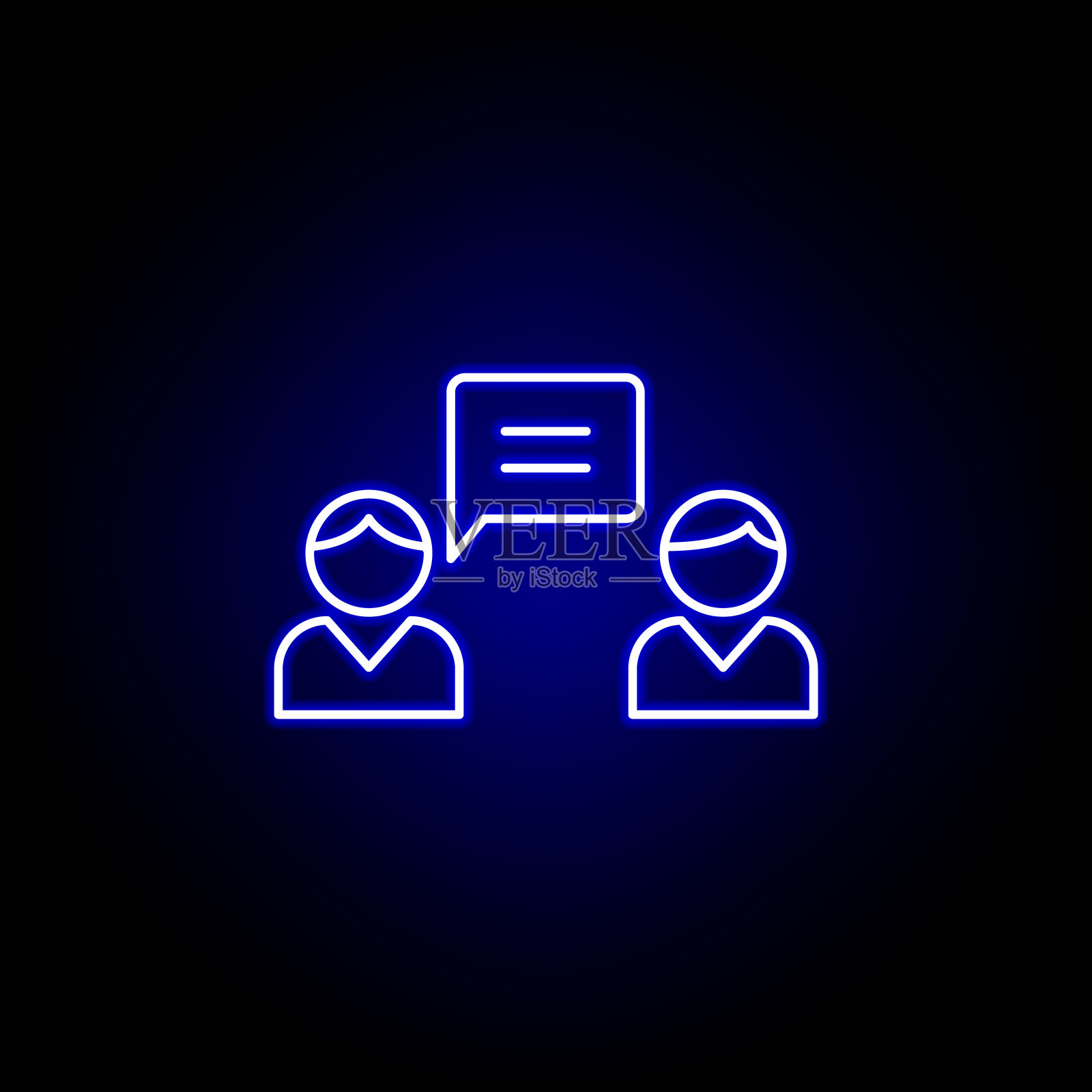 闲聊友谊轮廓蓝色霓虹图标。元素友谊线图标。符号、符号和矢量可以用于web、logo、手机应用、UI、UX图标素材