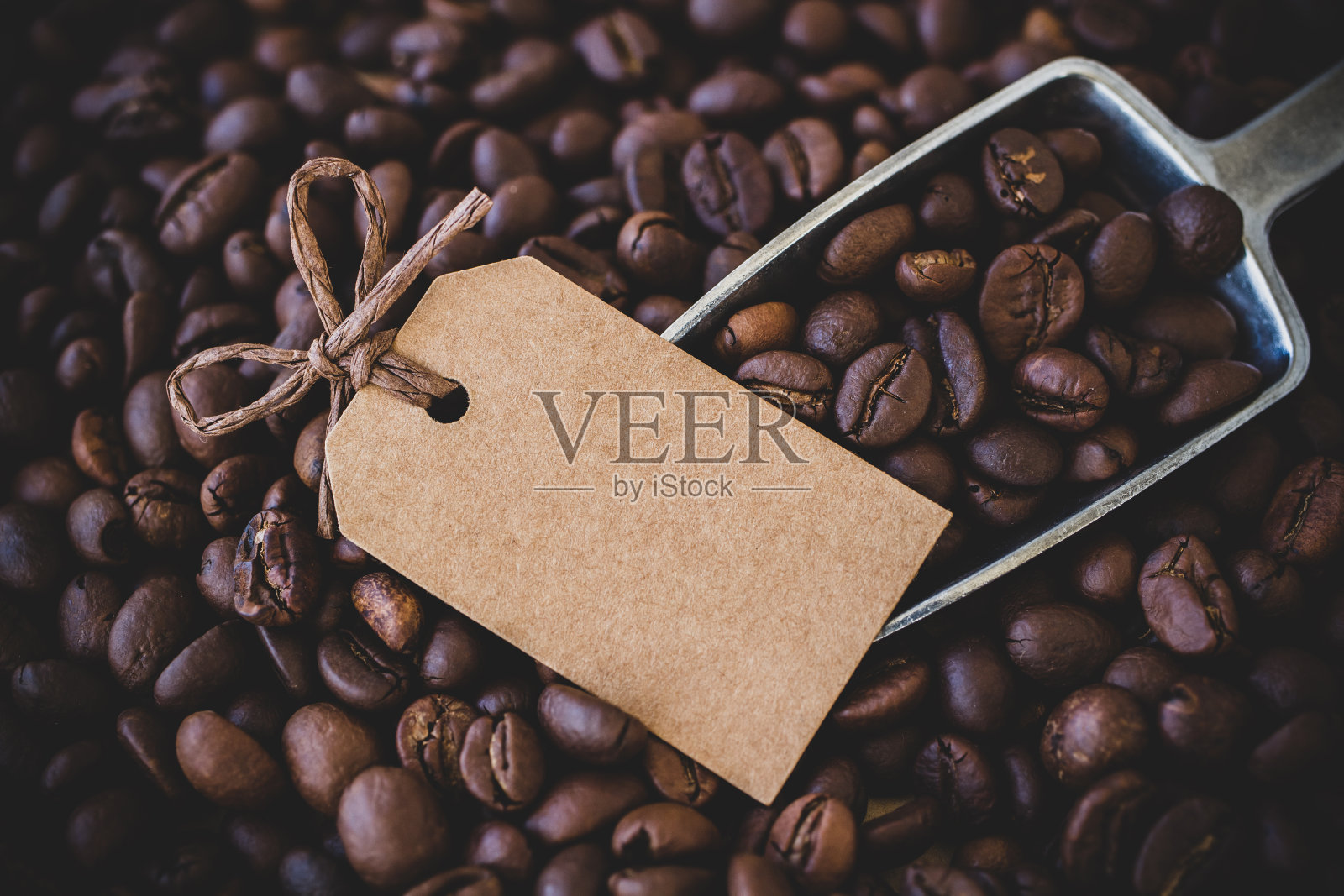 咖啡豆和价格标签照片摄影图片