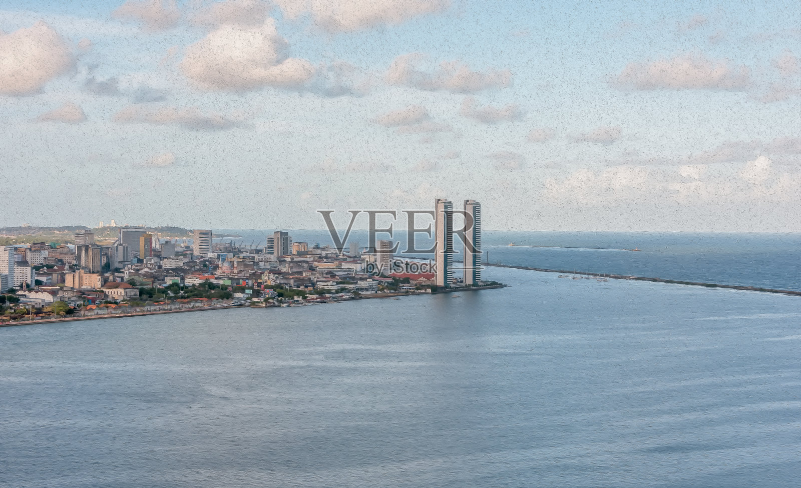 累西腓城在高视角照片摄影图片