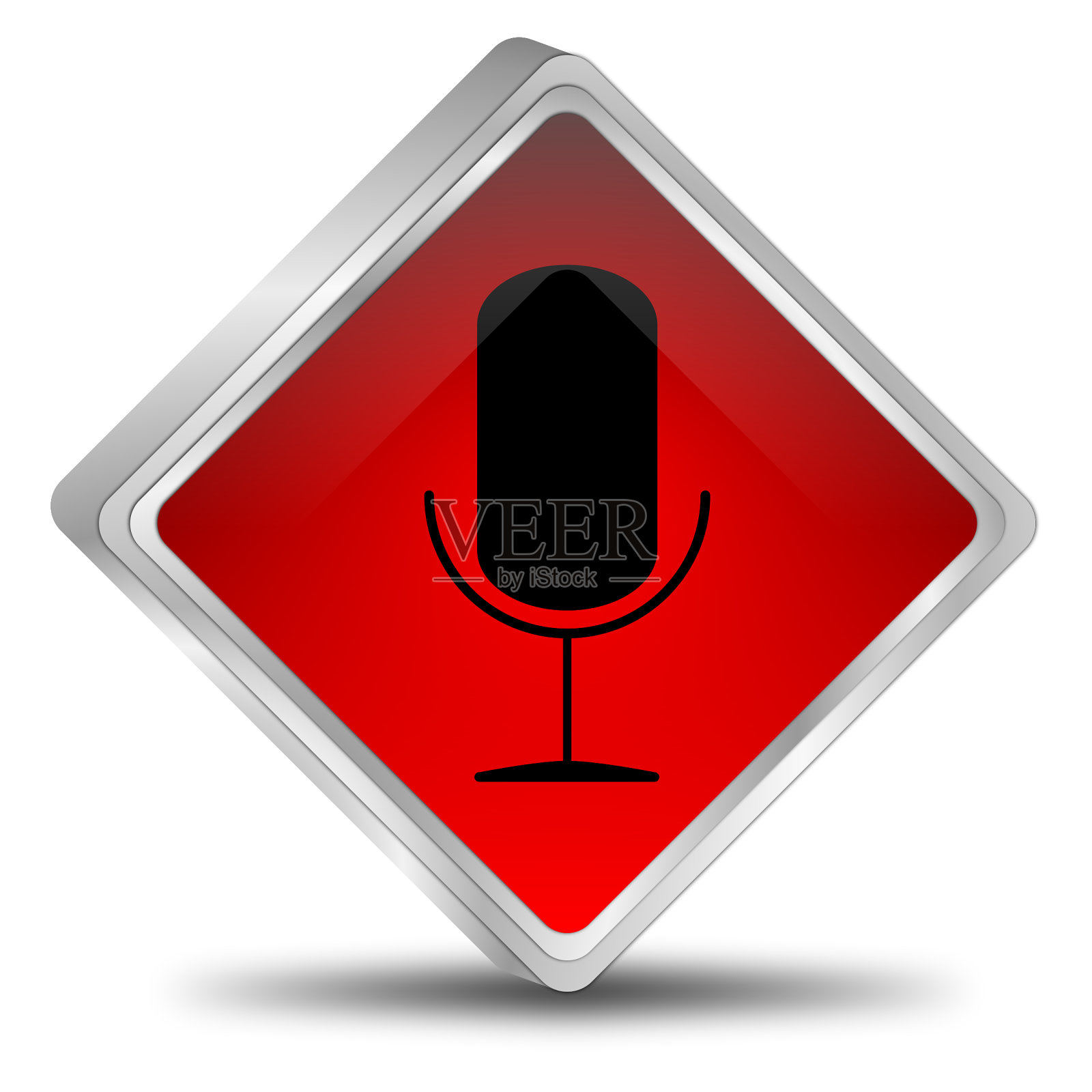 按钮与麦克风- 3D插图照片摄影图片