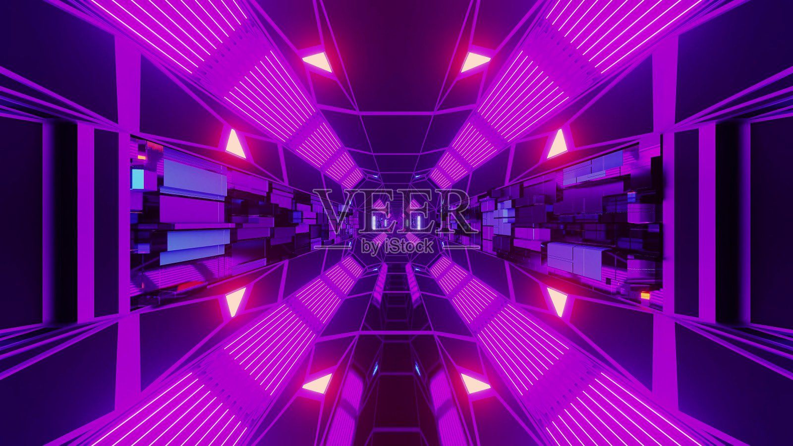 创意无限的未来科幻隧道走廊与技术纹理3d插图墙纸背景图形艺术品照片摄影图片