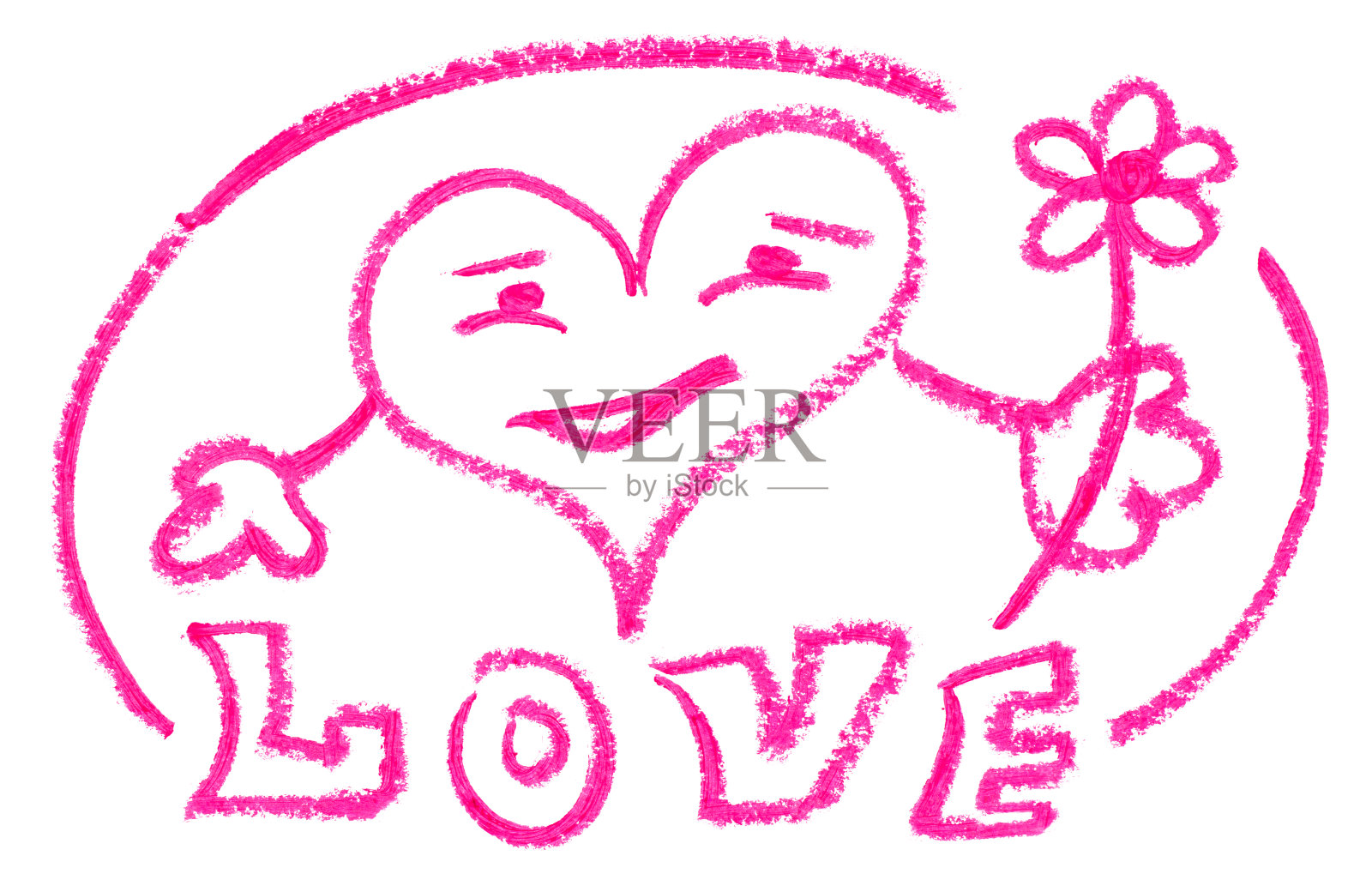 白色背景上的口红人脸心形图案——爱的概念照片摄影图片