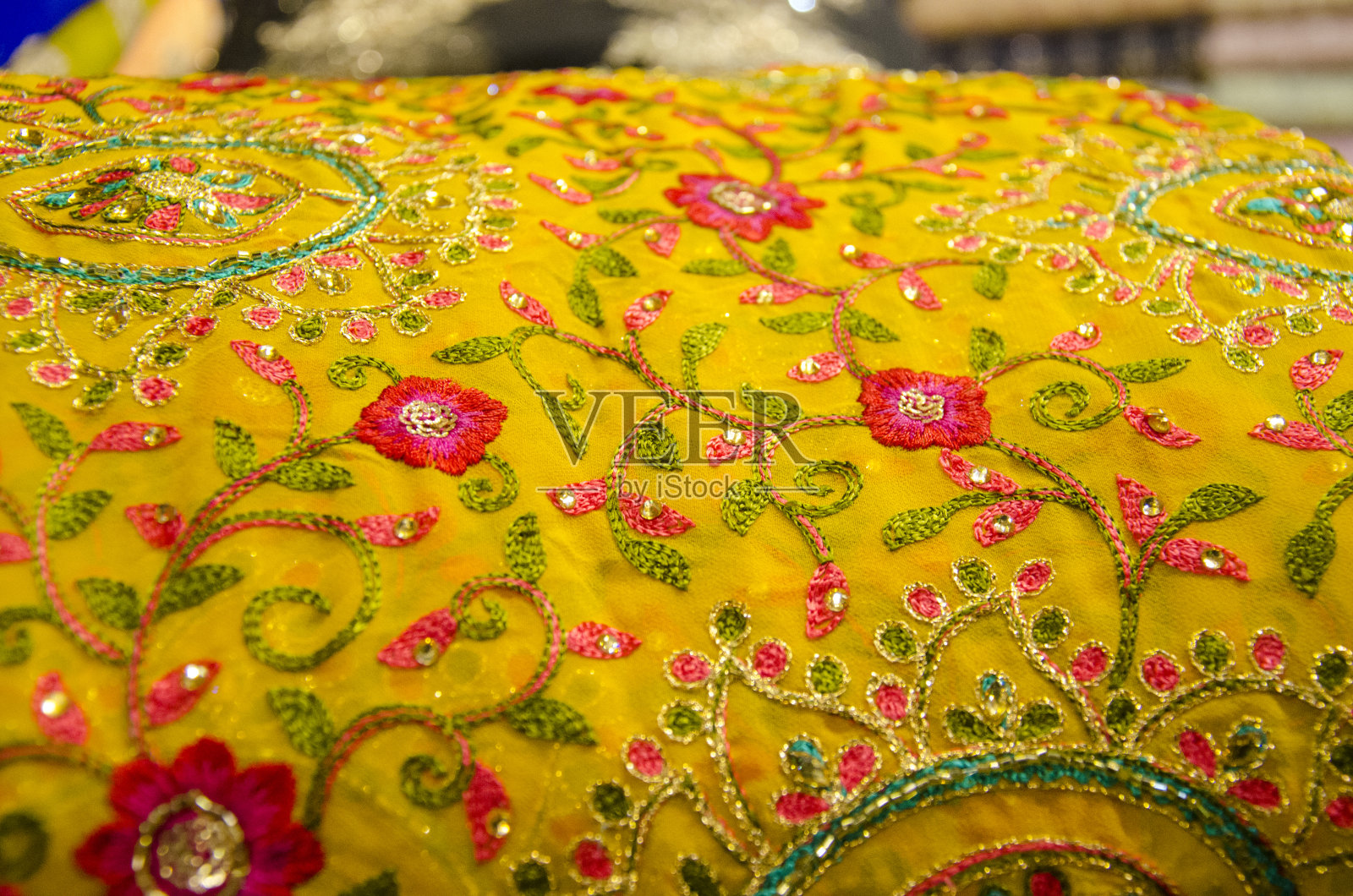 彩色印度巴基斯坦纺织品照片摄影图片