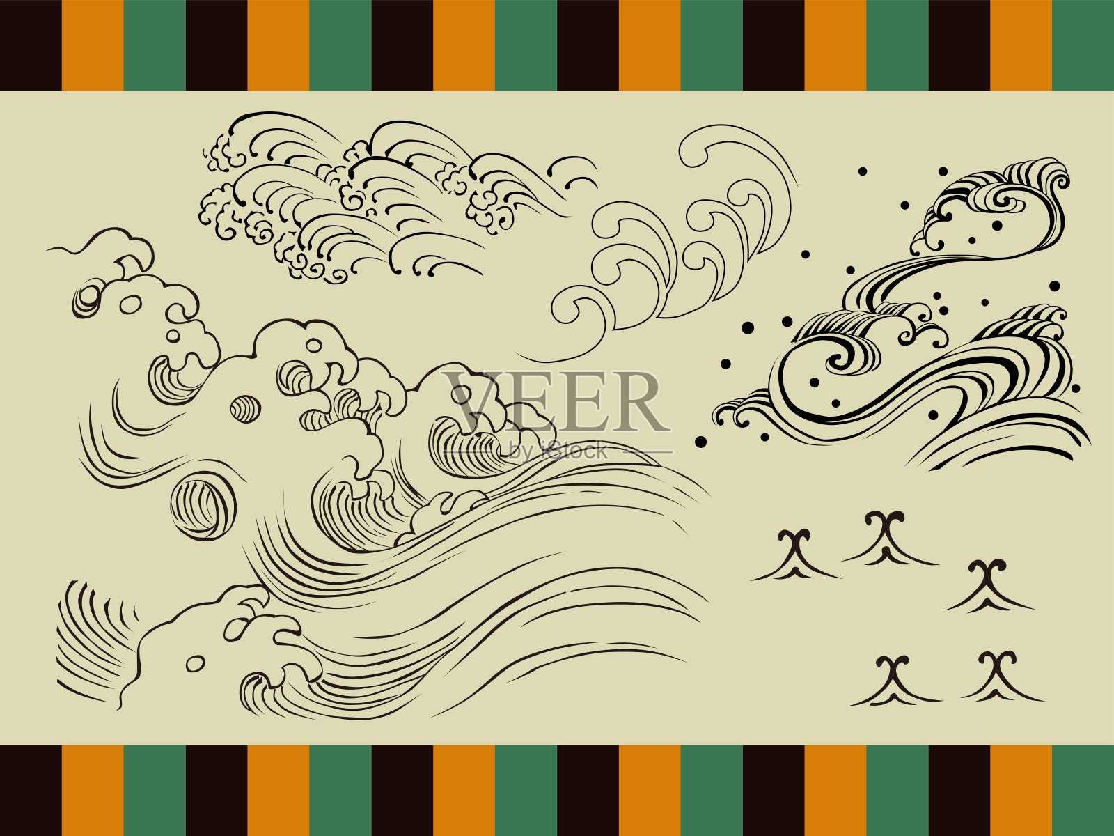 日本波浪集2插画图片素材
