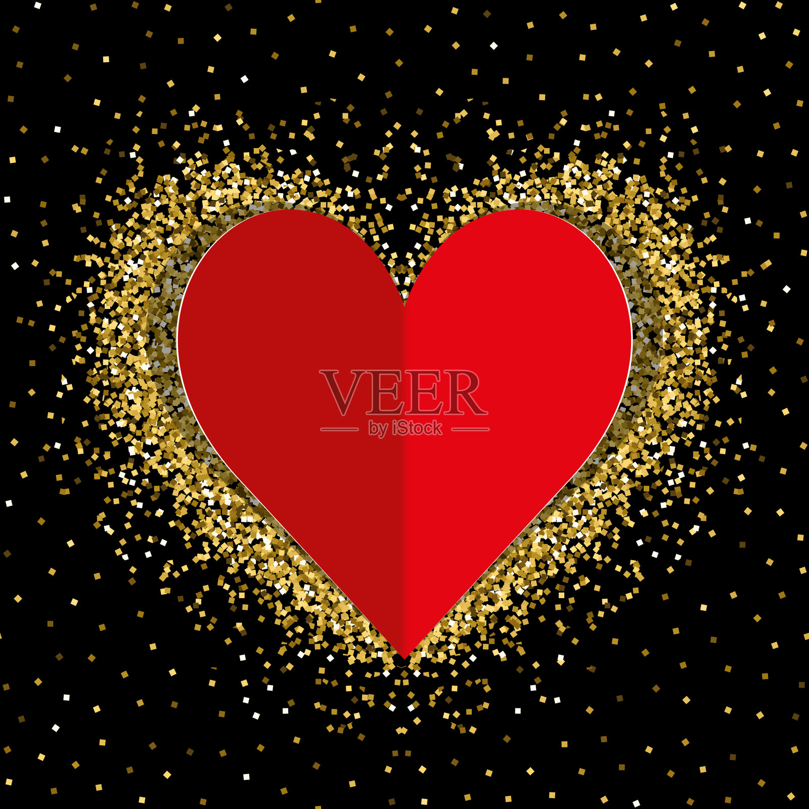 金色闪光红色纸质爱心插画图片素材