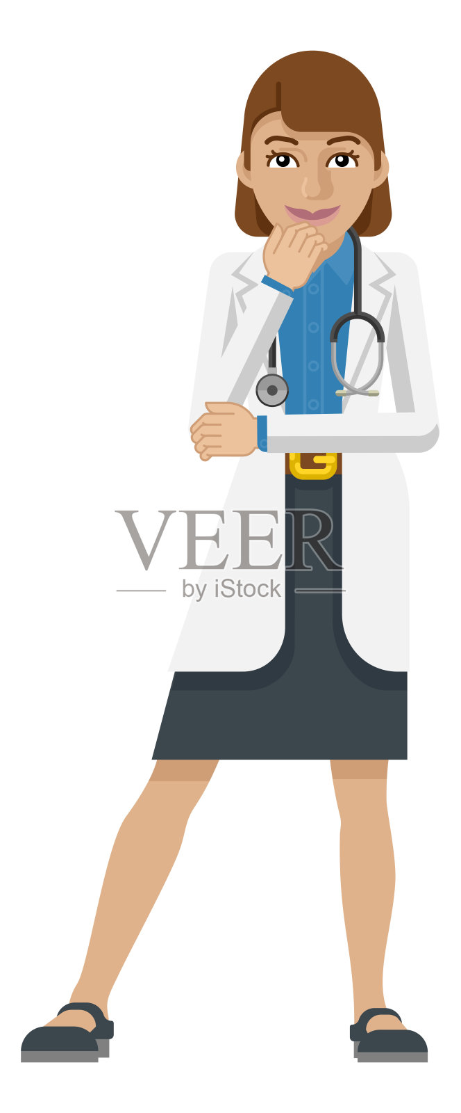 年轻女医生卡通吉祥物设计元素图片