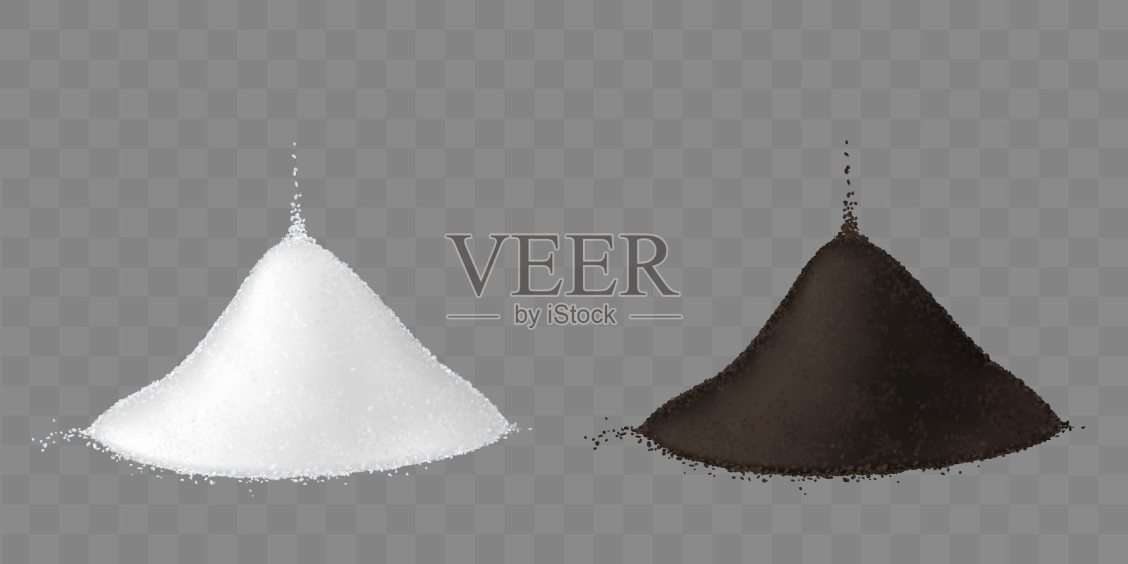 两堆盐和黑胡椒插画图片素材