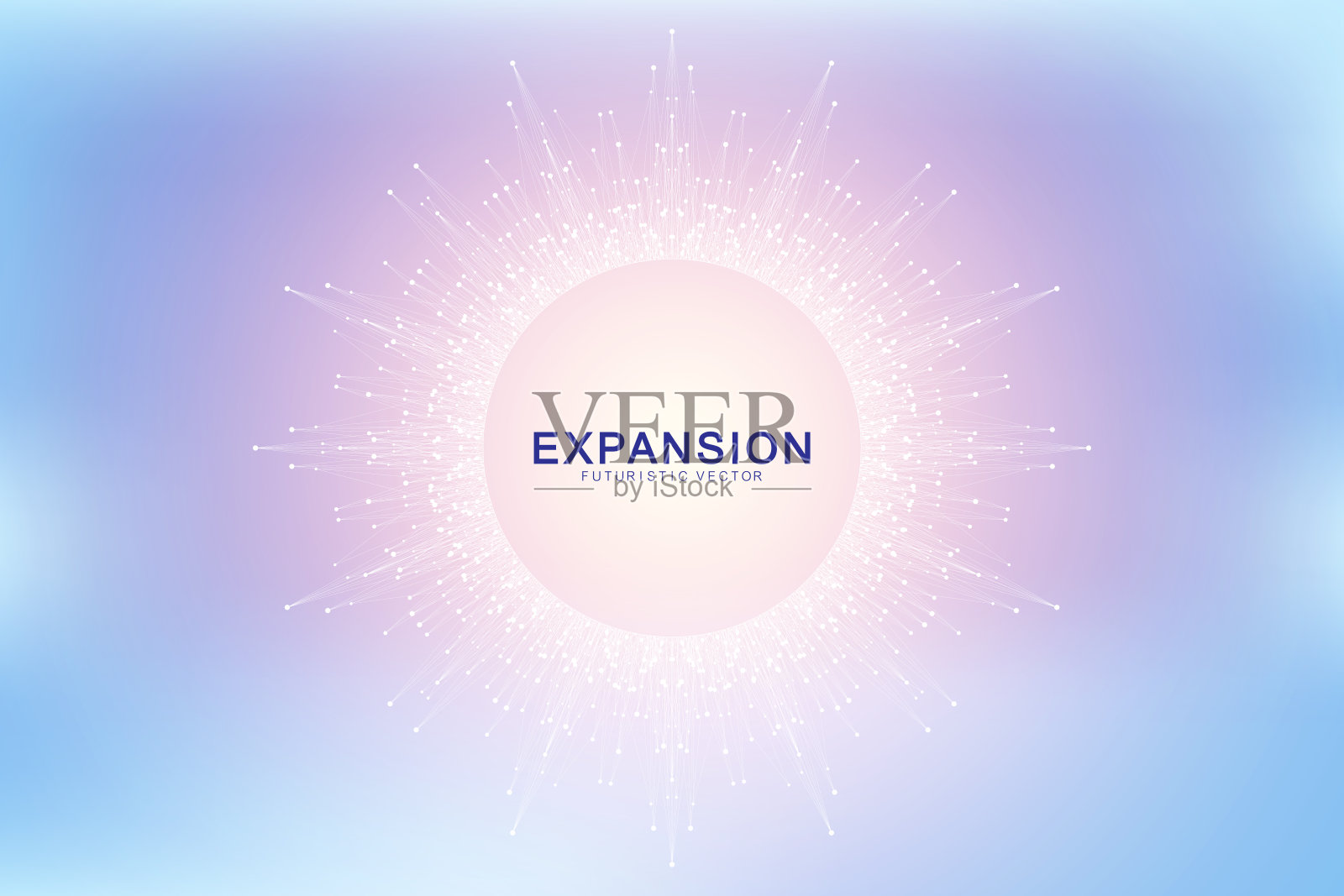 生活的扩张。彩色的爆炸背景与连接线和点，波流。可视化量子技术。抽象图形背景爆炸，运动爆发，矢量插图。设计模板素材