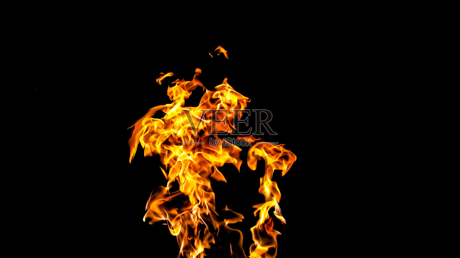 火焰在黑色背景。火在黑色背景孤立。火灾模式照片摄影图片