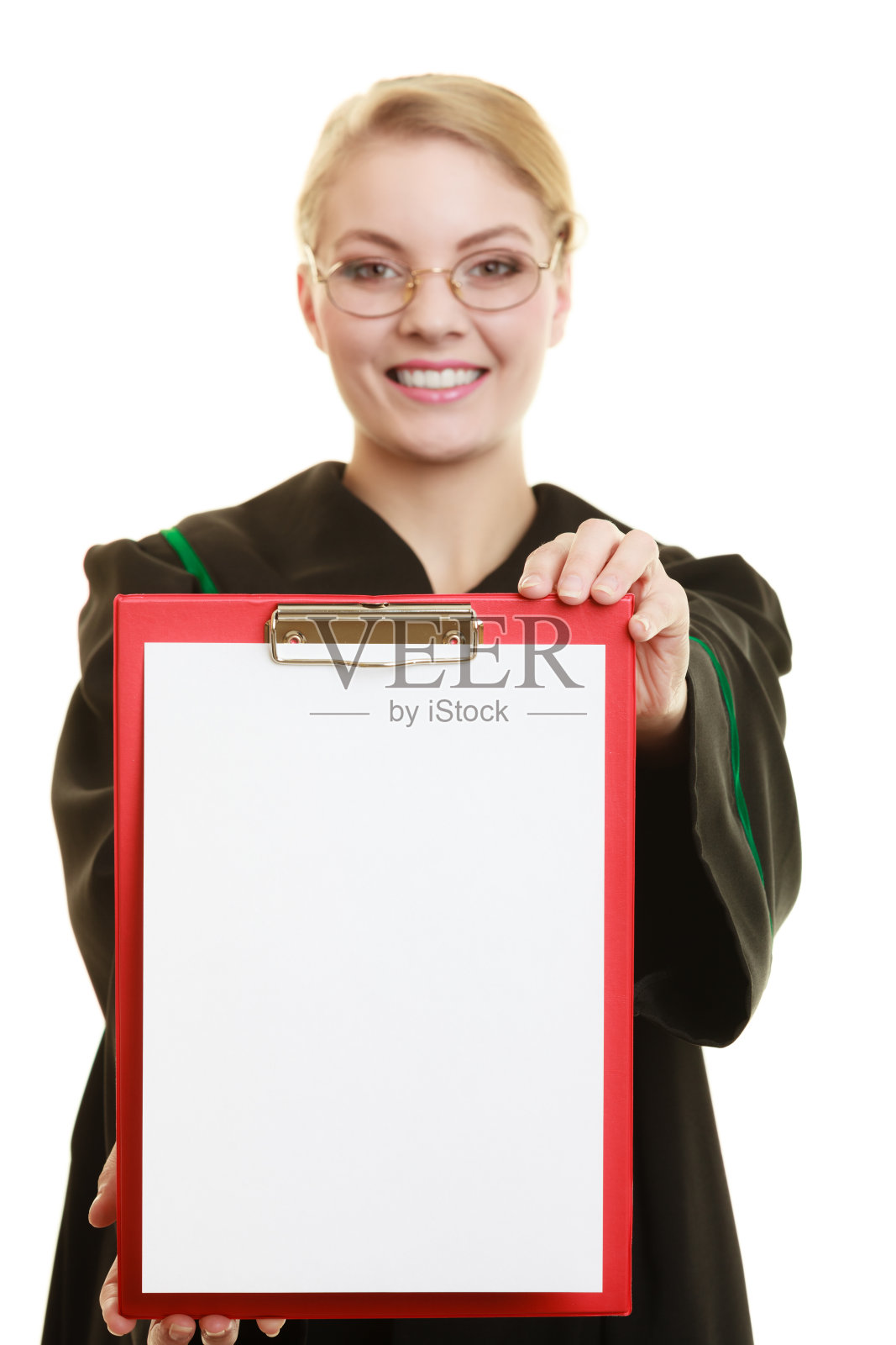 女律师拿着空白的剪贴板照片摄影图片