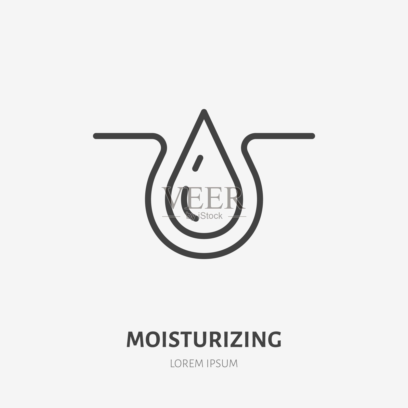 保湿线图标，保湿霜矢量象形图。护肤说明，化妆品包装签收插画图片素材