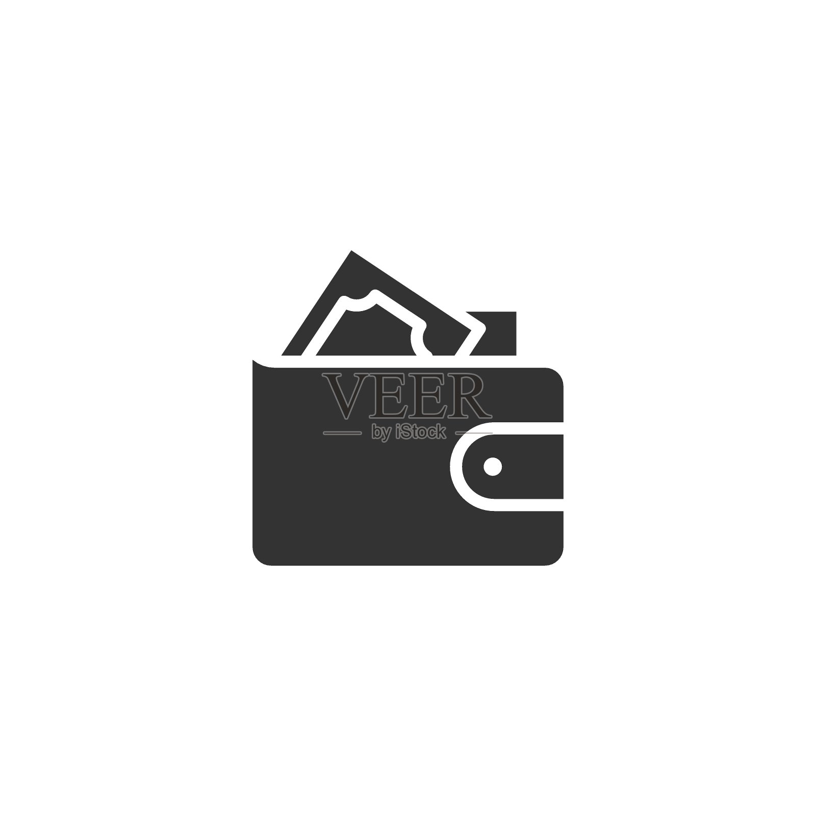 钱包图标在平坦的风格。钱包矢量插图上白色孤立的背景。理财袋的经营理念。图标素材