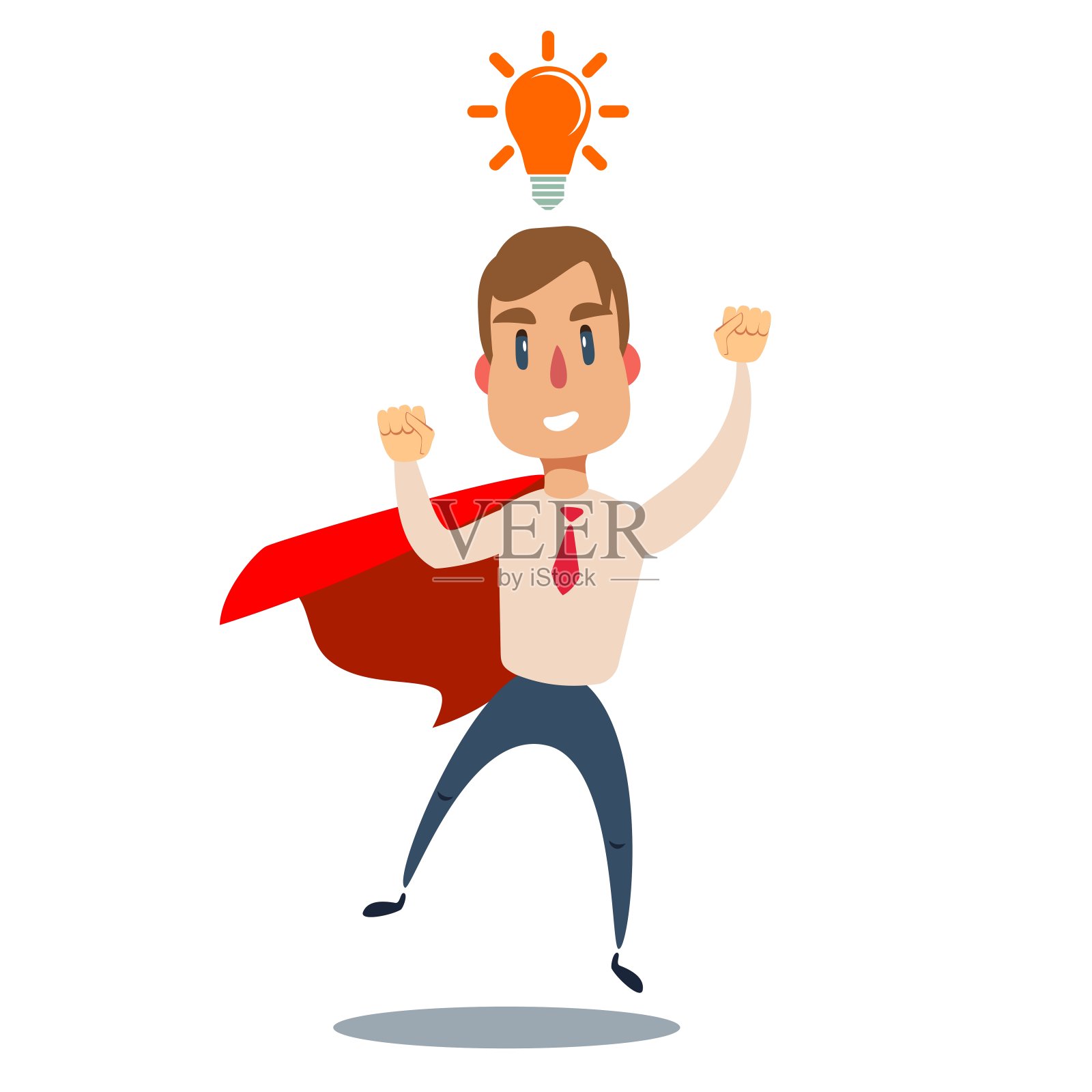 灯泡下的商人插画图片素材