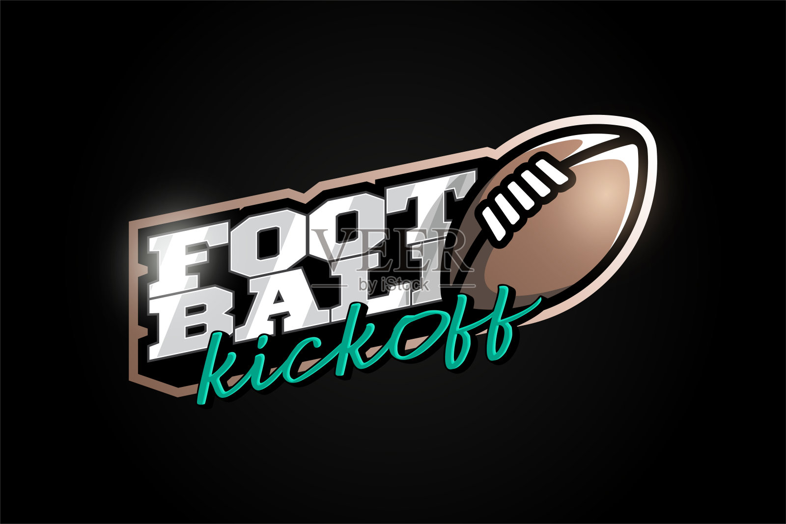 美式足球吉祥物现代专业运动字体在复古风格。矢量设计会徽，徽章和运动标志模板设计插画图片素材