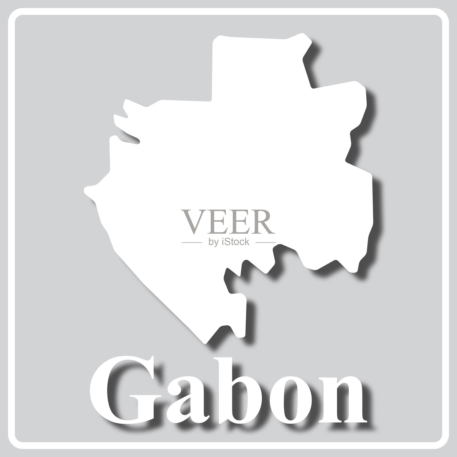 灰色图标与白色轮廓的加蓬地图插画图片素材