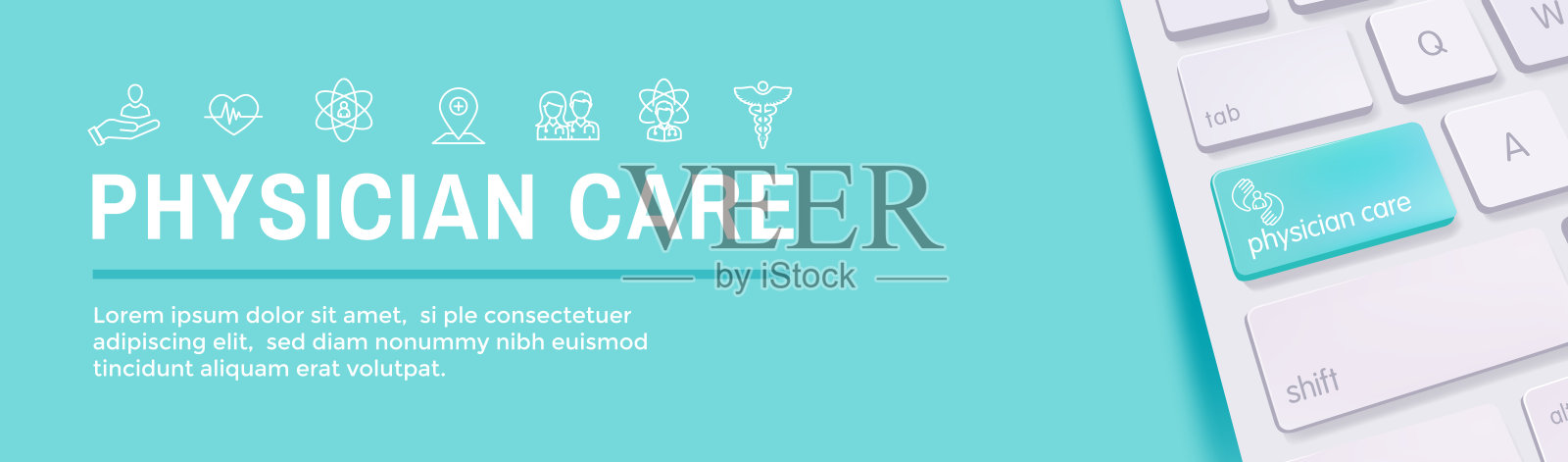 医生护理图标设置-网页标题横幅插画图片素材