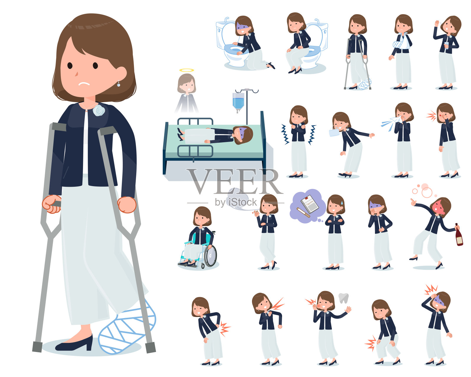 平底正式宽裤女士插画图片素材