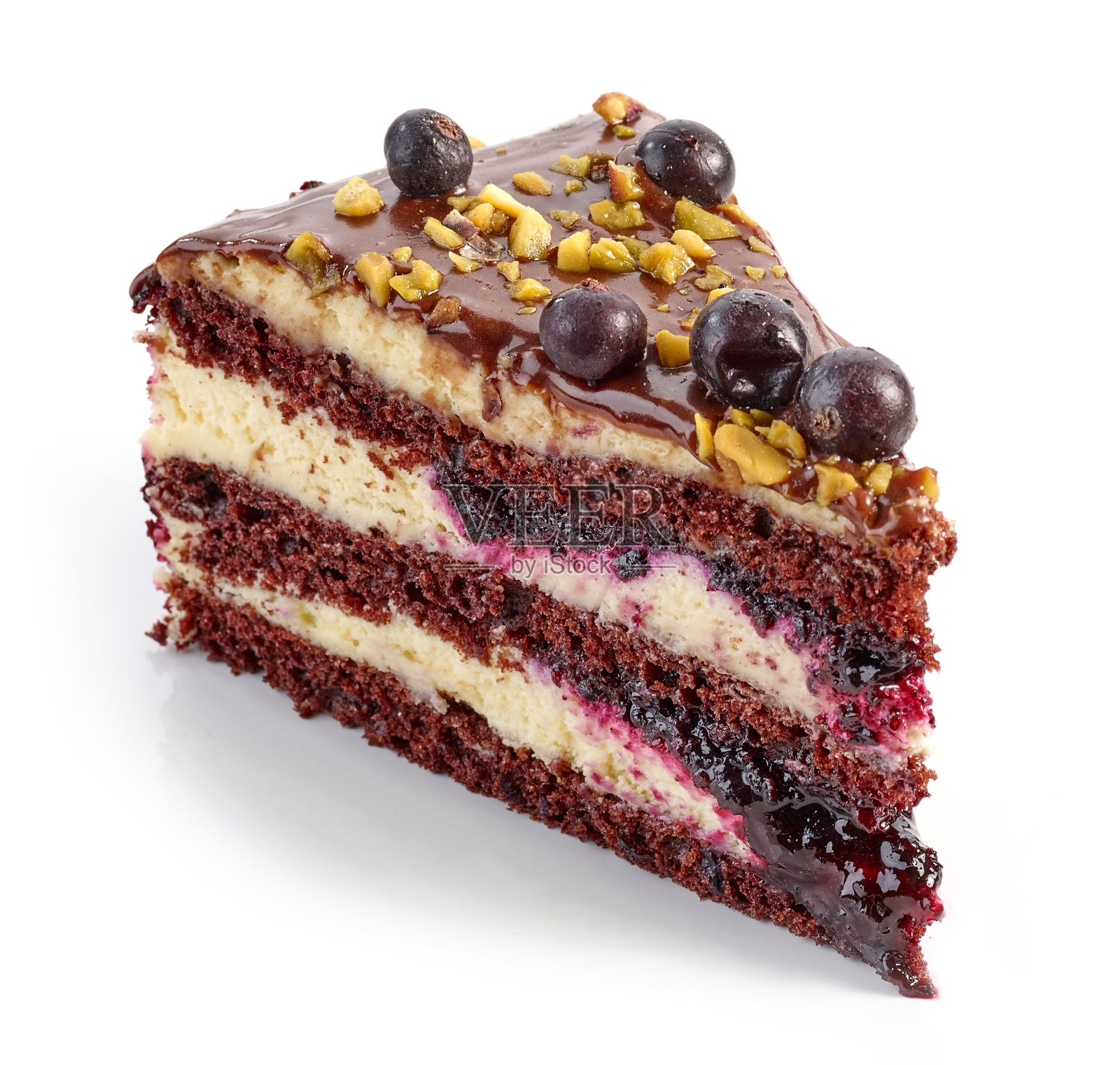 一块巧克力和黑加仑蛋糕照片摄影图片