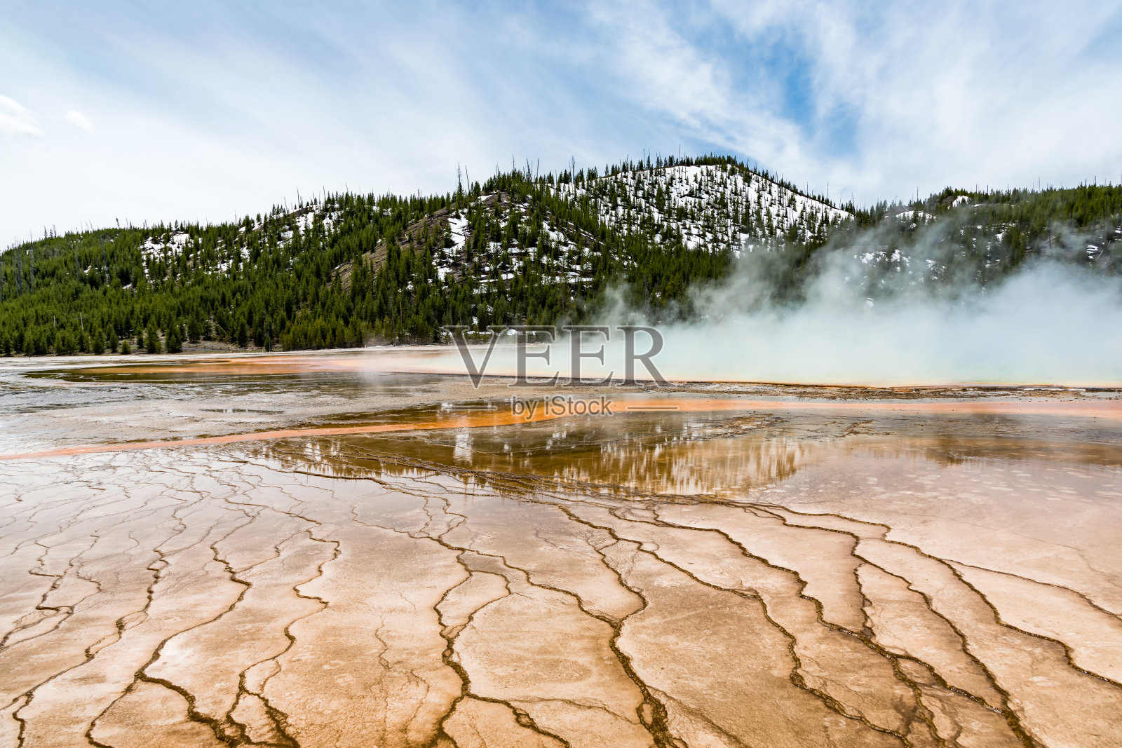 黄石国家公园大棱柱形泉水的纹理照片摄影图片