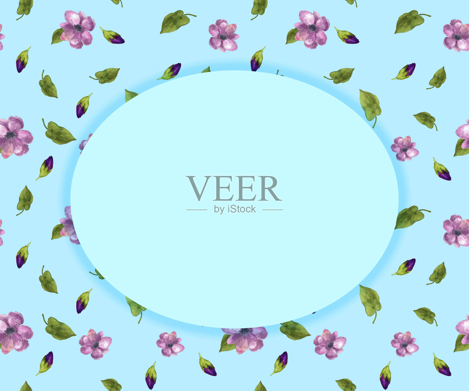 明信片模板以花卉装饰为背景插画图片素材