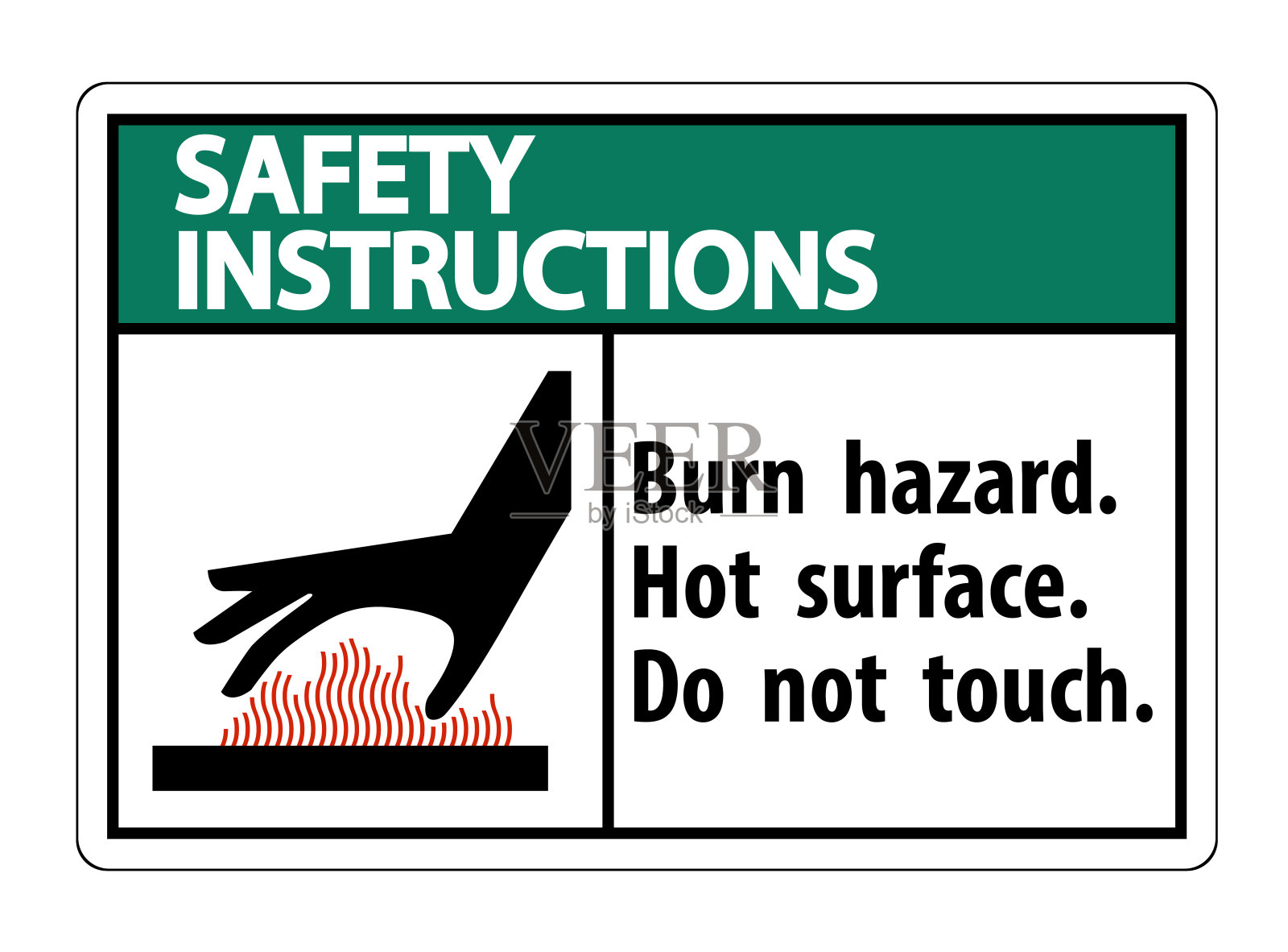 安全说明烧伤危险，热表面，请勿触摸符号标志隔离白色背景，矢量插图插画图片素材