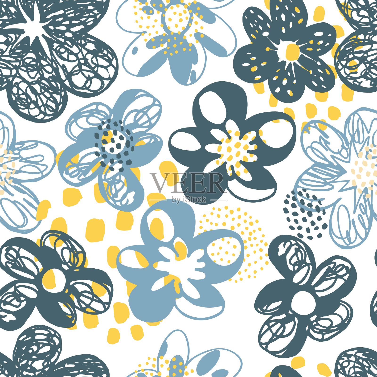 白色背景上的花图案插画图片素材