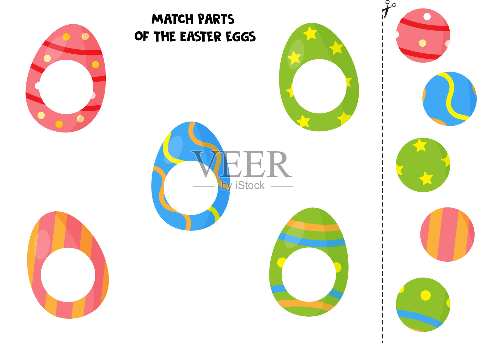 将复活节彩蛋的各个部分搭配起来。设计元素图片