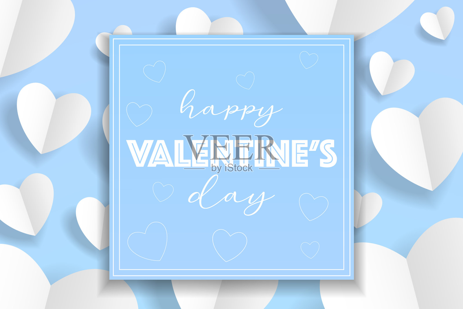 情人节快乐背景海报，横幅，贺卡邀请。纸工艺品心和美丽的框架背景为节日，用爱为您设计。2月14日——爱情和浪漫的一天插画图片素材