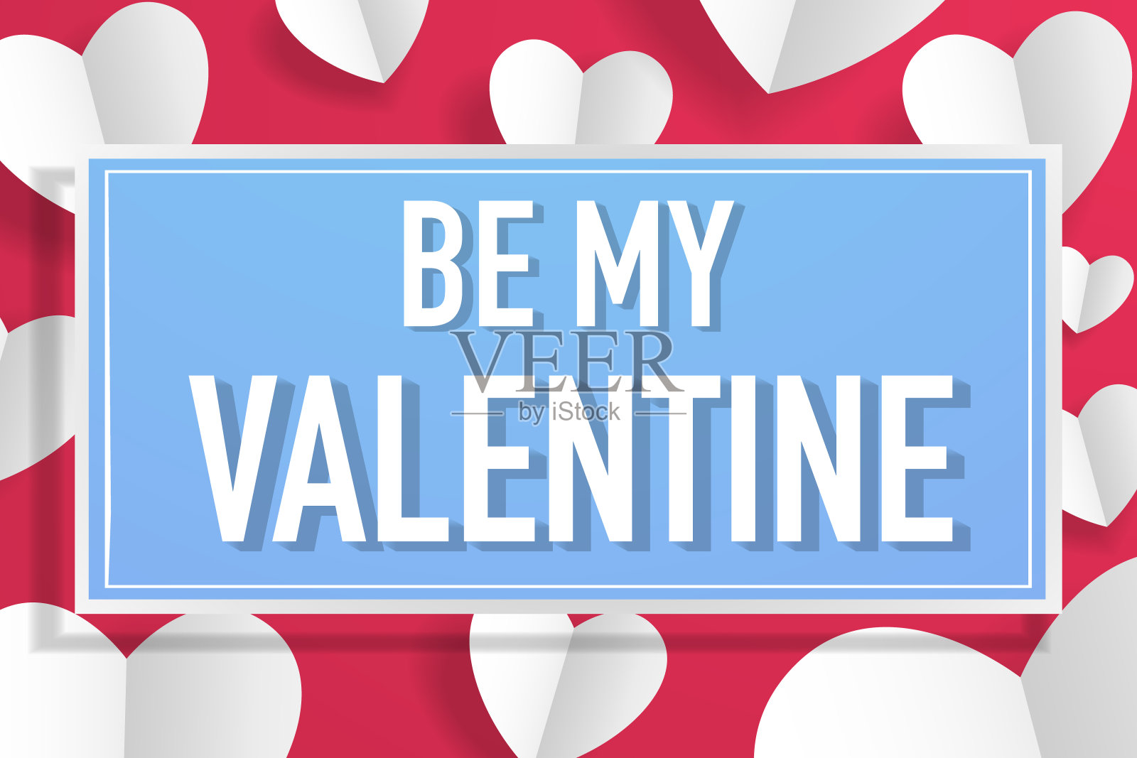 情人节快乐背景海报，横幅，贺卡邀请。纸工艺品心和美丽的框架背景为节日，用爱为您设计。2月14日——爱情和浪漫的一天插画图片素材