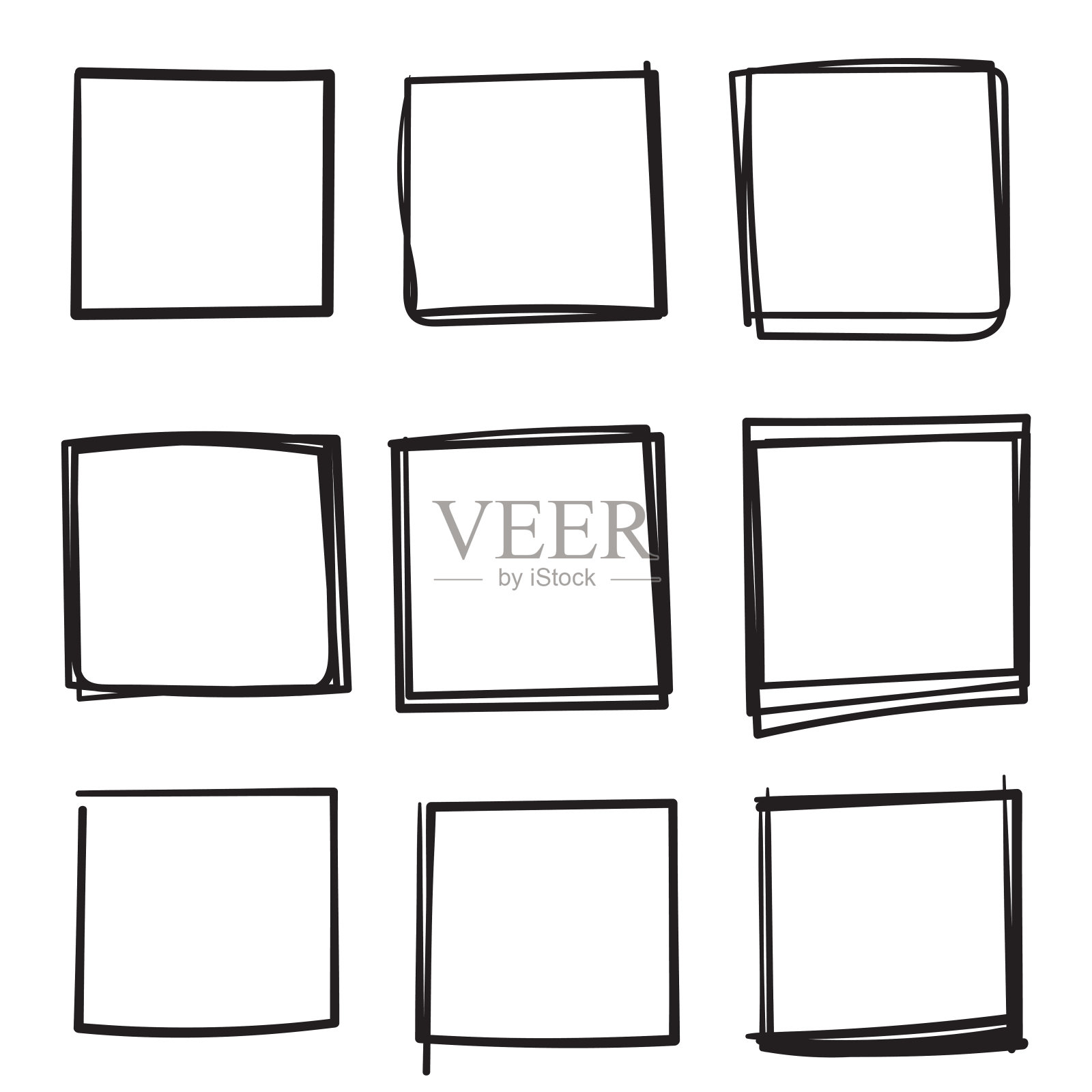 一套涂鸦盒插图与手绘风格矢量孤立插画图片素材