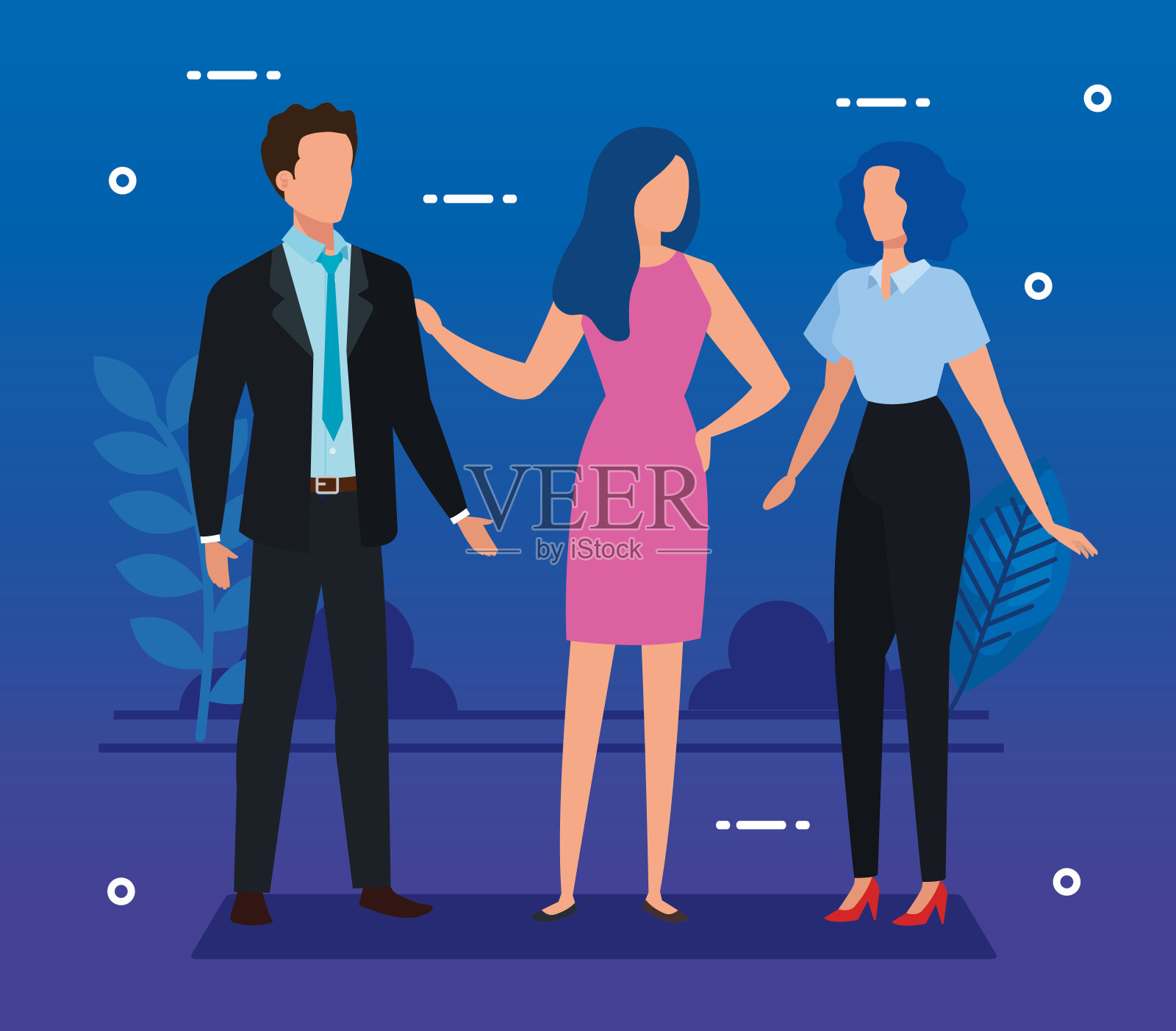 一群商务人士的头像插画图片素材