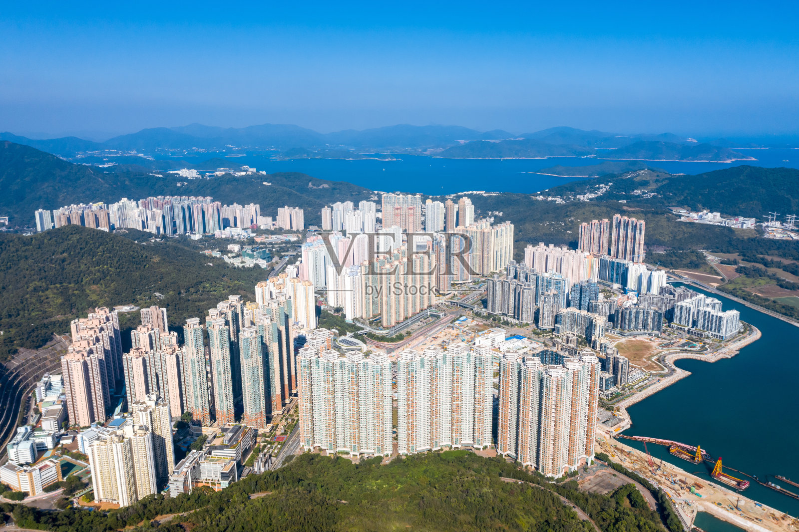 中国香港现代住宅建筑的无人机视图照片摄影图片