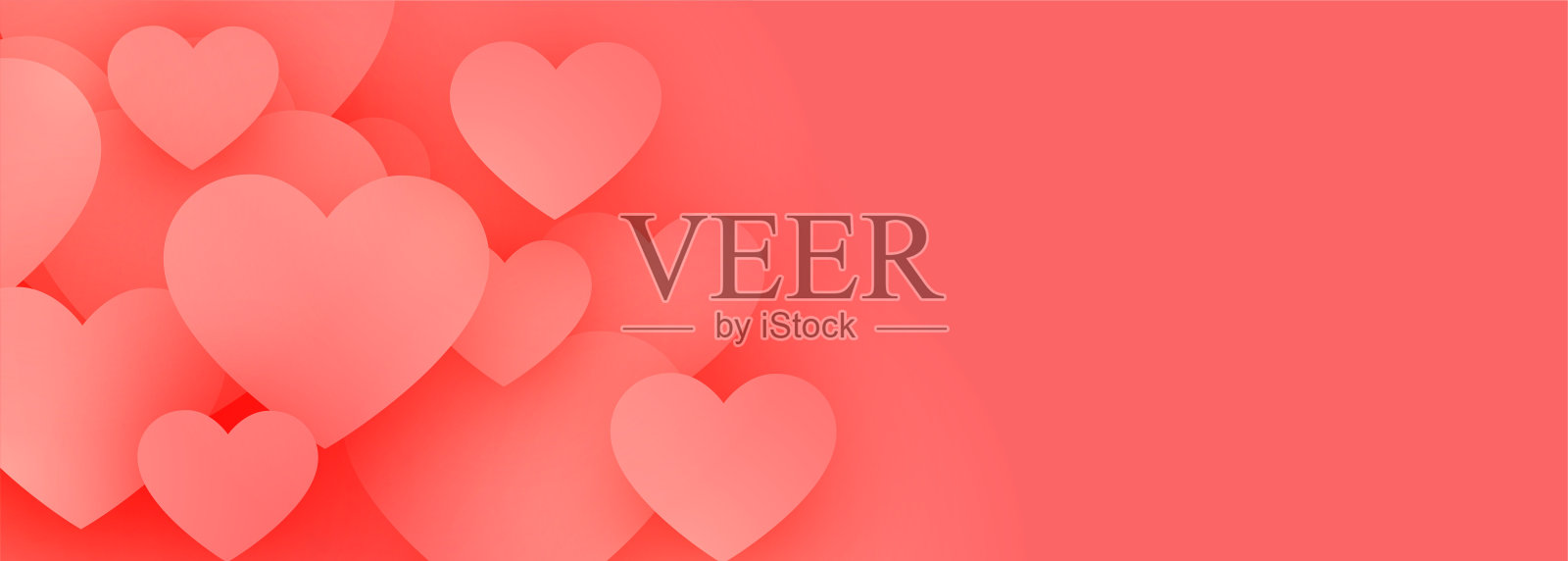 优雅的粉色爱心横幅与文字空间插画图片素材