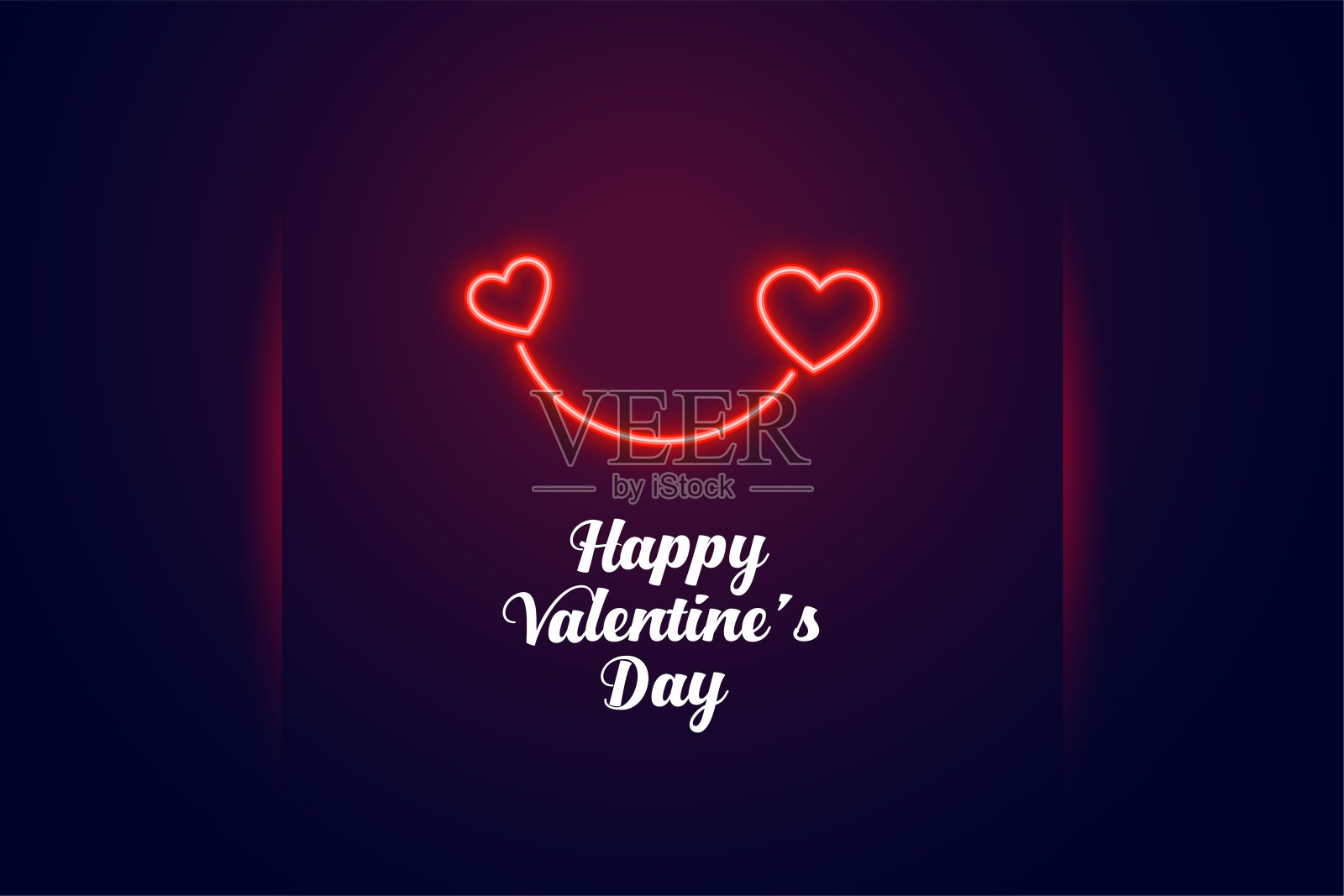 两个霓虹心形连在一起的情人节横幅插画图片素材