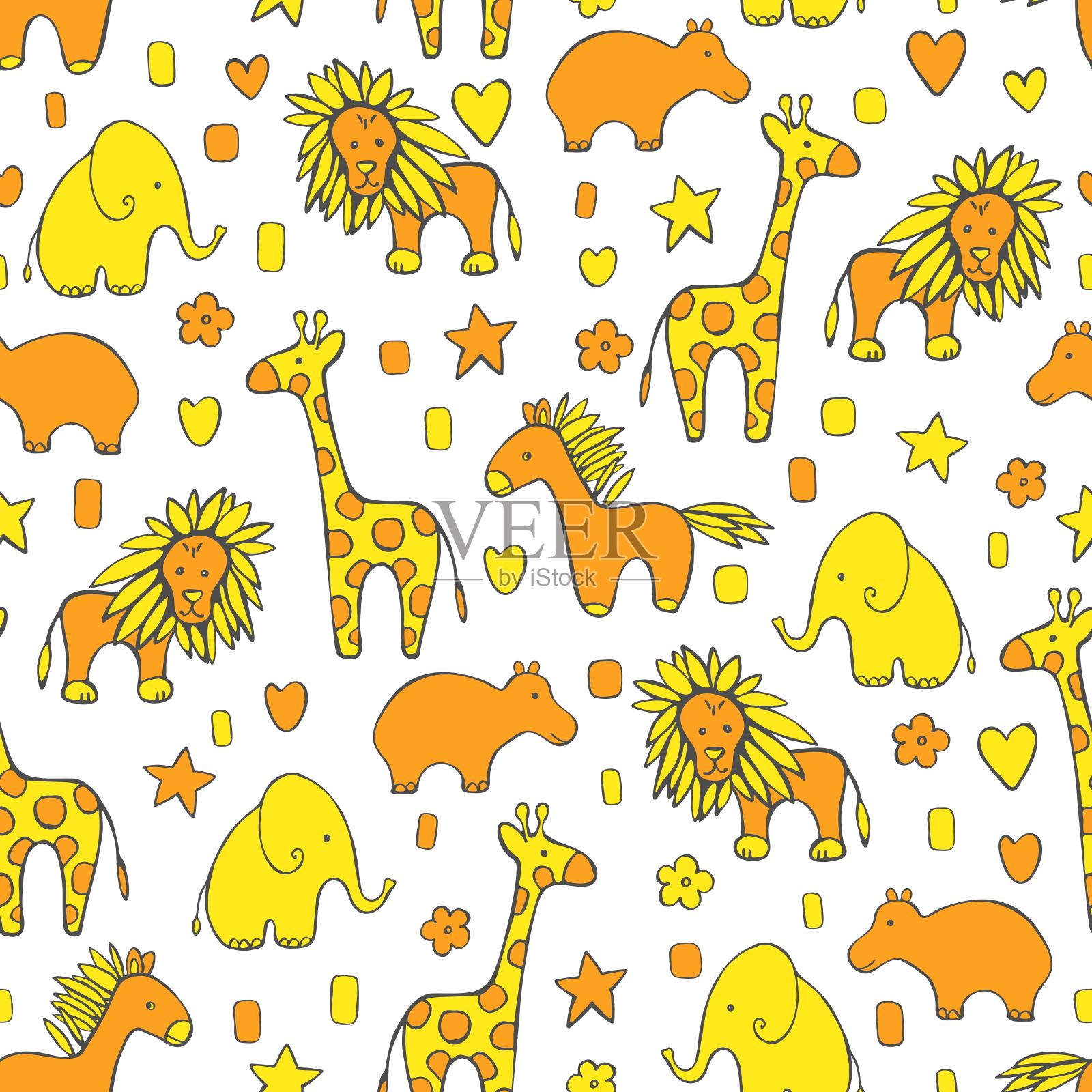 可爱的动物。矢量模式。插画图片素材