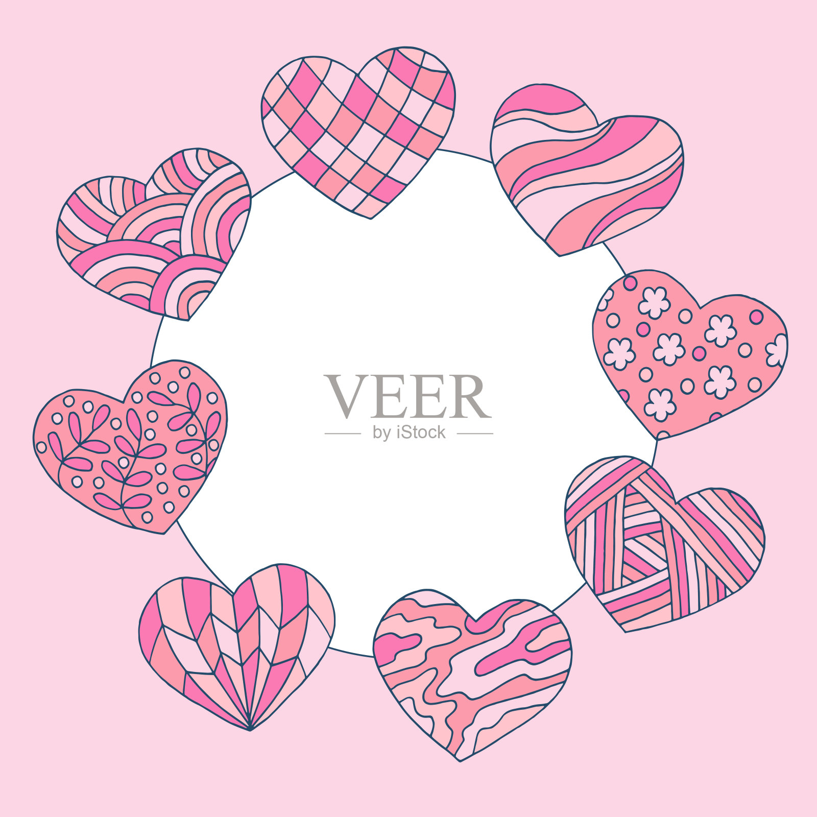画框上抽象的粉色心的背景，为情人节插画图片素材