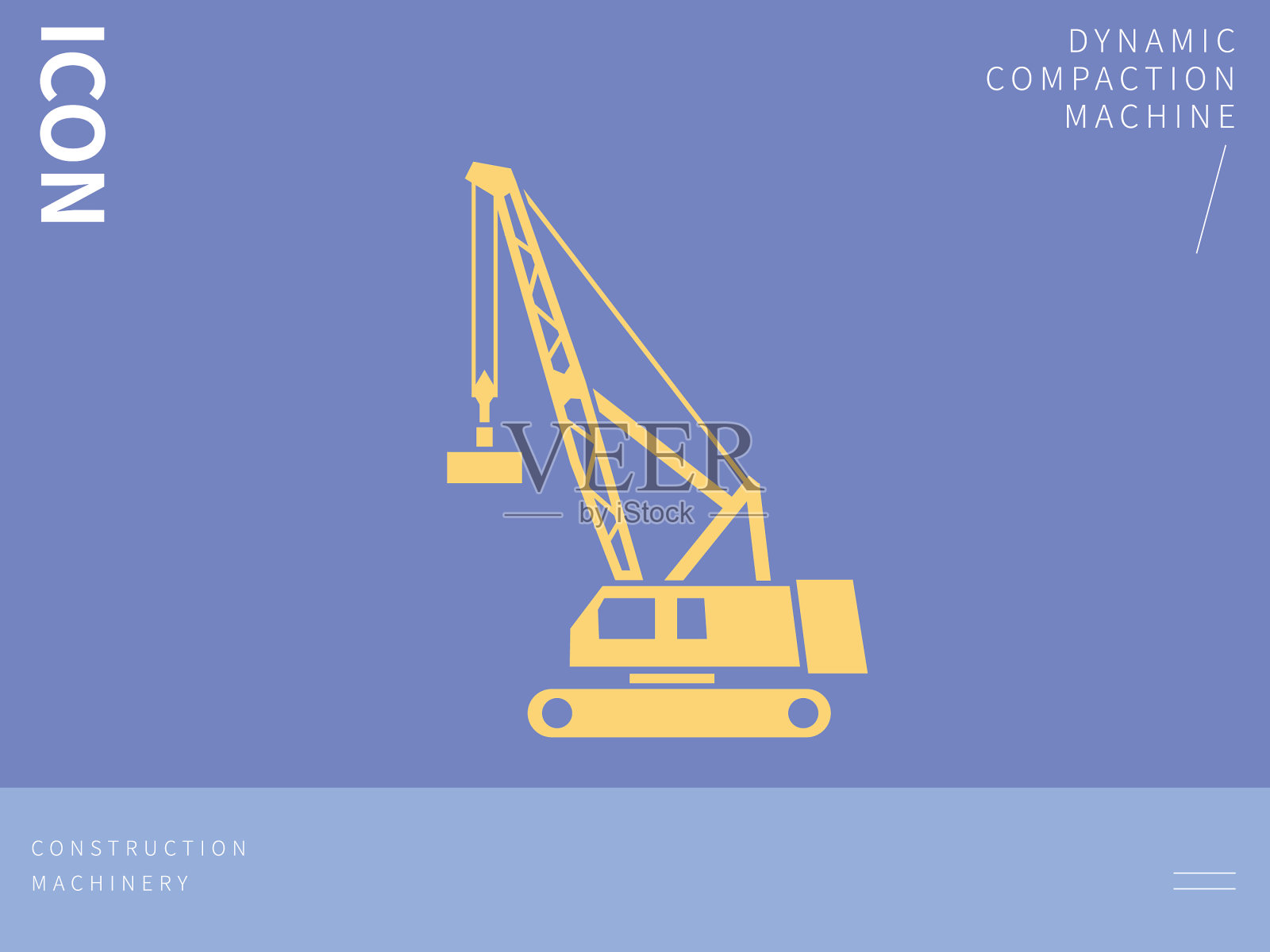 矿山机械，动态压实机矢量图标。插画图片素材