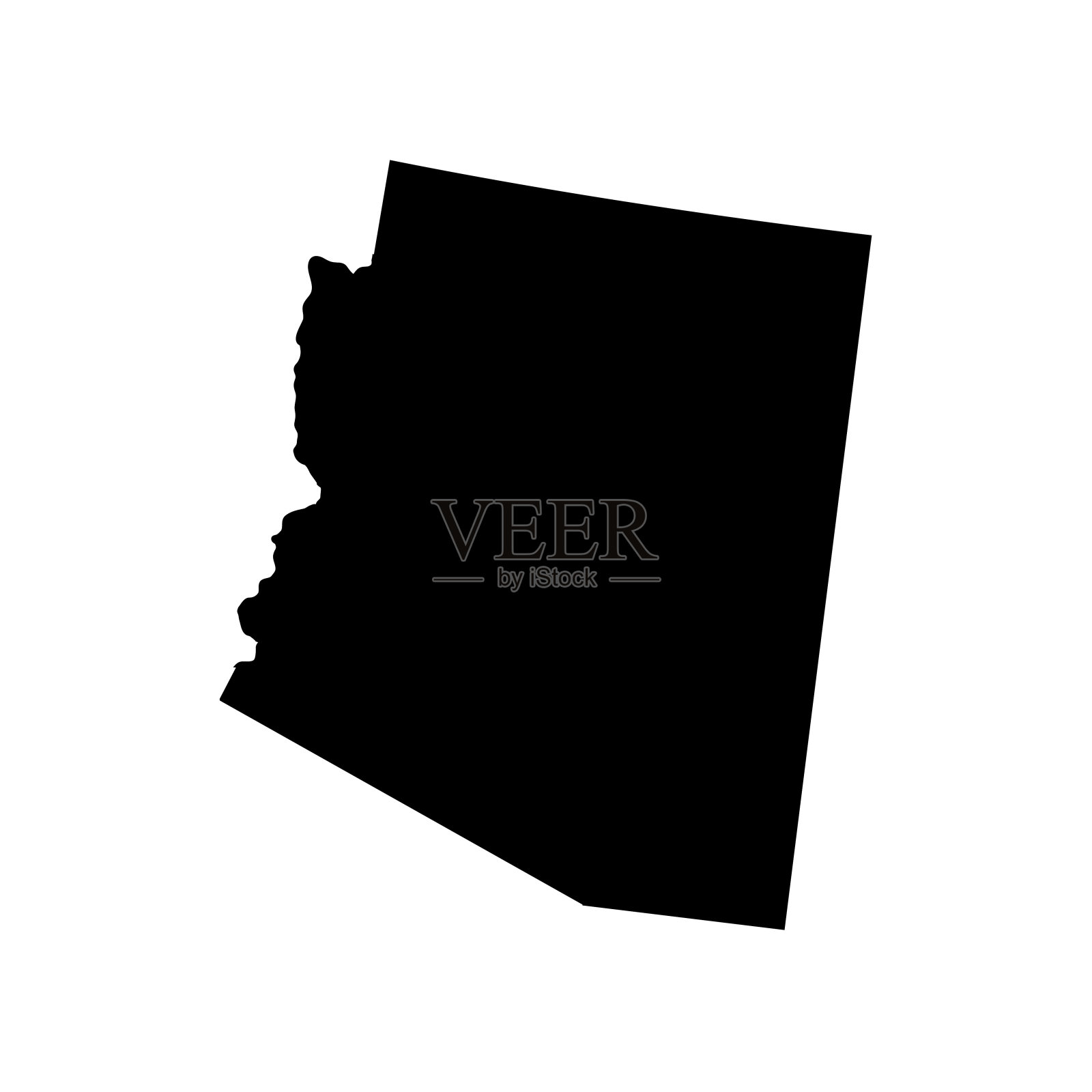 亚利桑那州——美国的一个州。区域为黑色。矢量插图。每股收益10插画图片素材