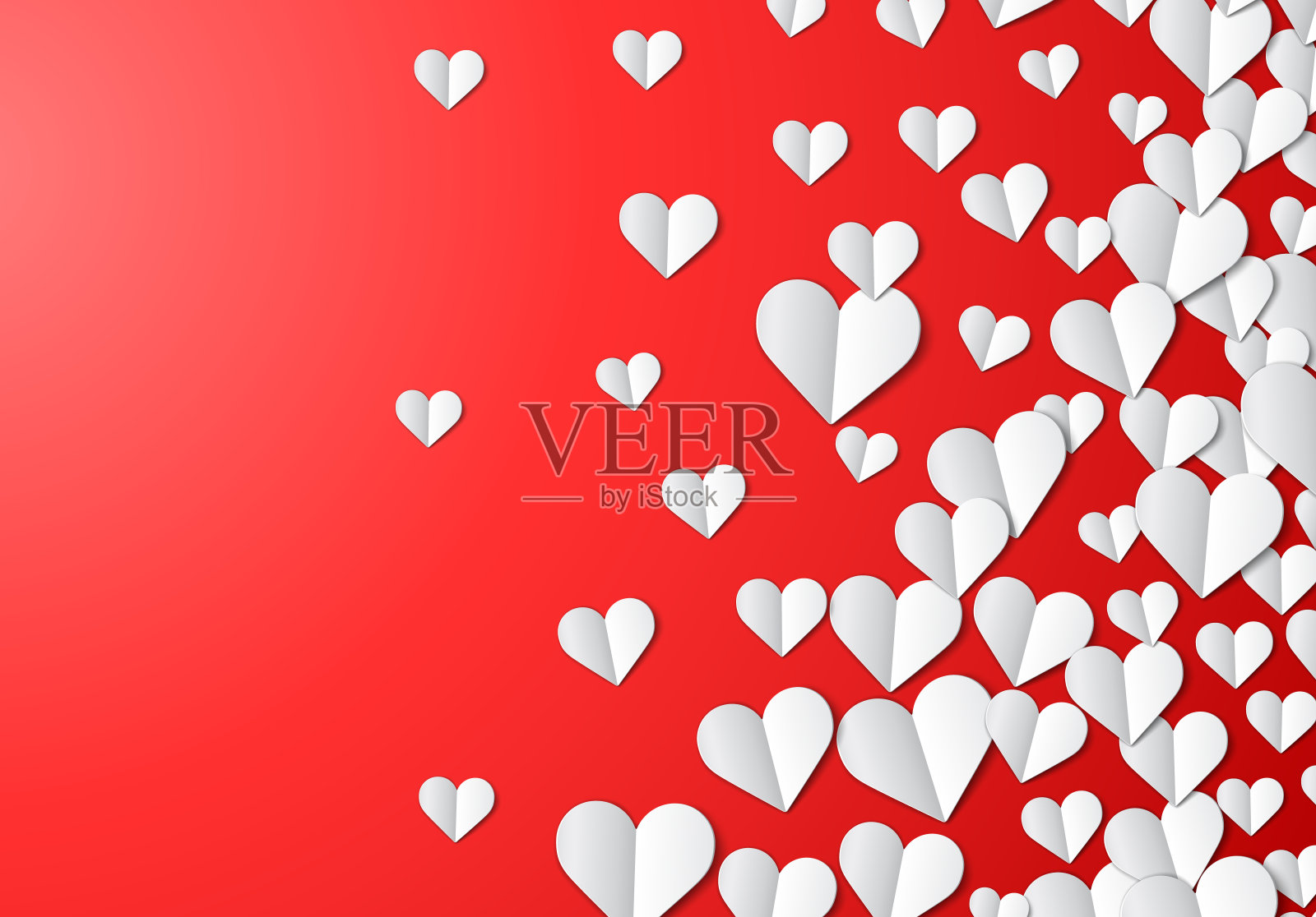 剪成心形的情人节卡片插画图片素材