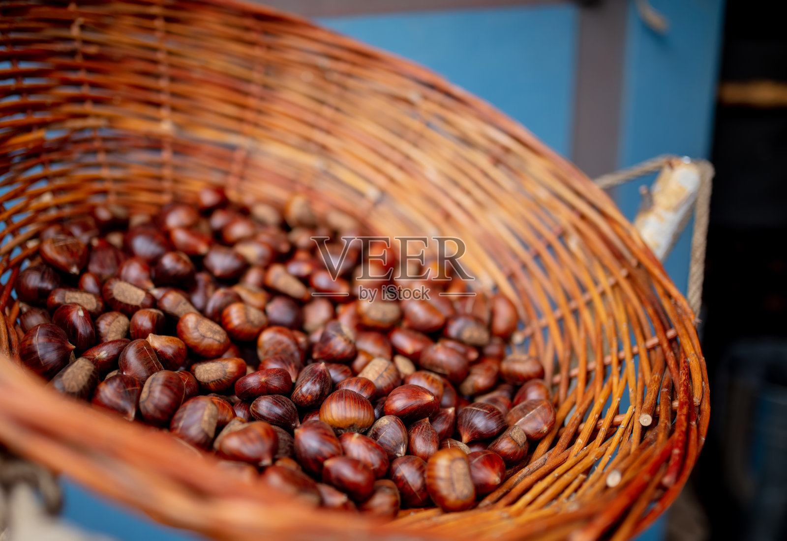 新鲜栗子篮照片摄影图片