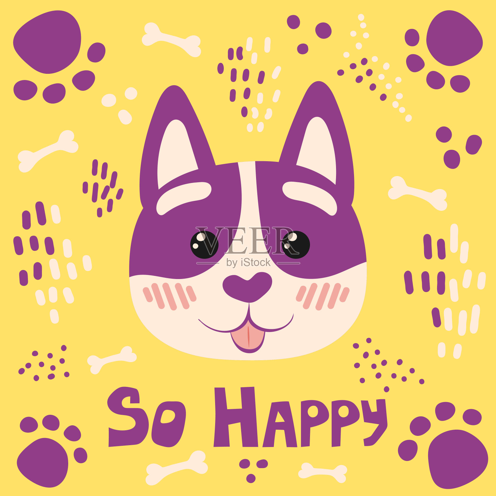 可爱的猫脸插画图片素材