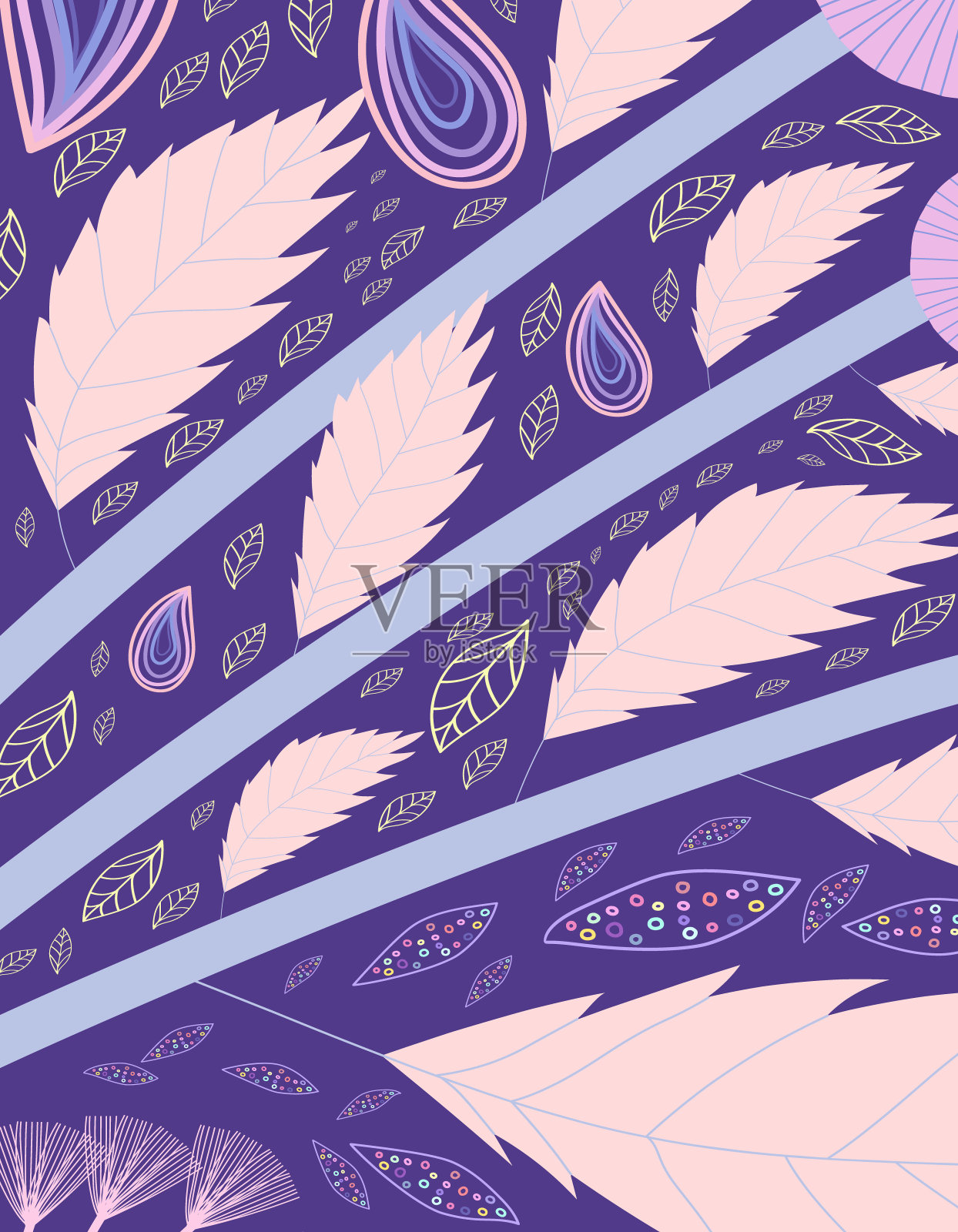 现代抽象明亮的花卉背景与手绘纹理。插画图片素材