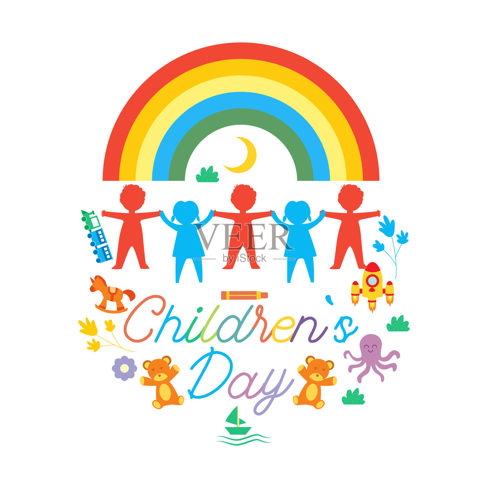 儿童节快乐为儿童庆祝股票插图插画图片素材