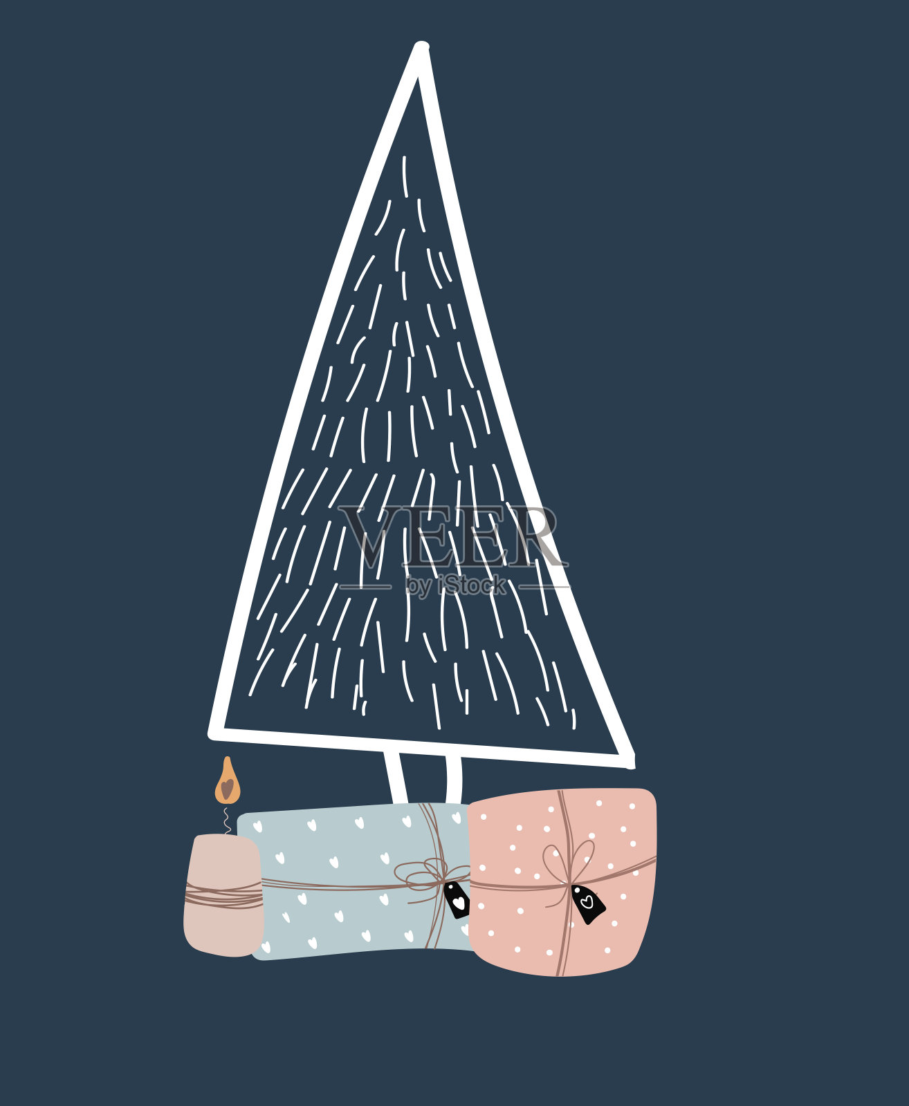 手绘圣诞贺卡插画图片素材