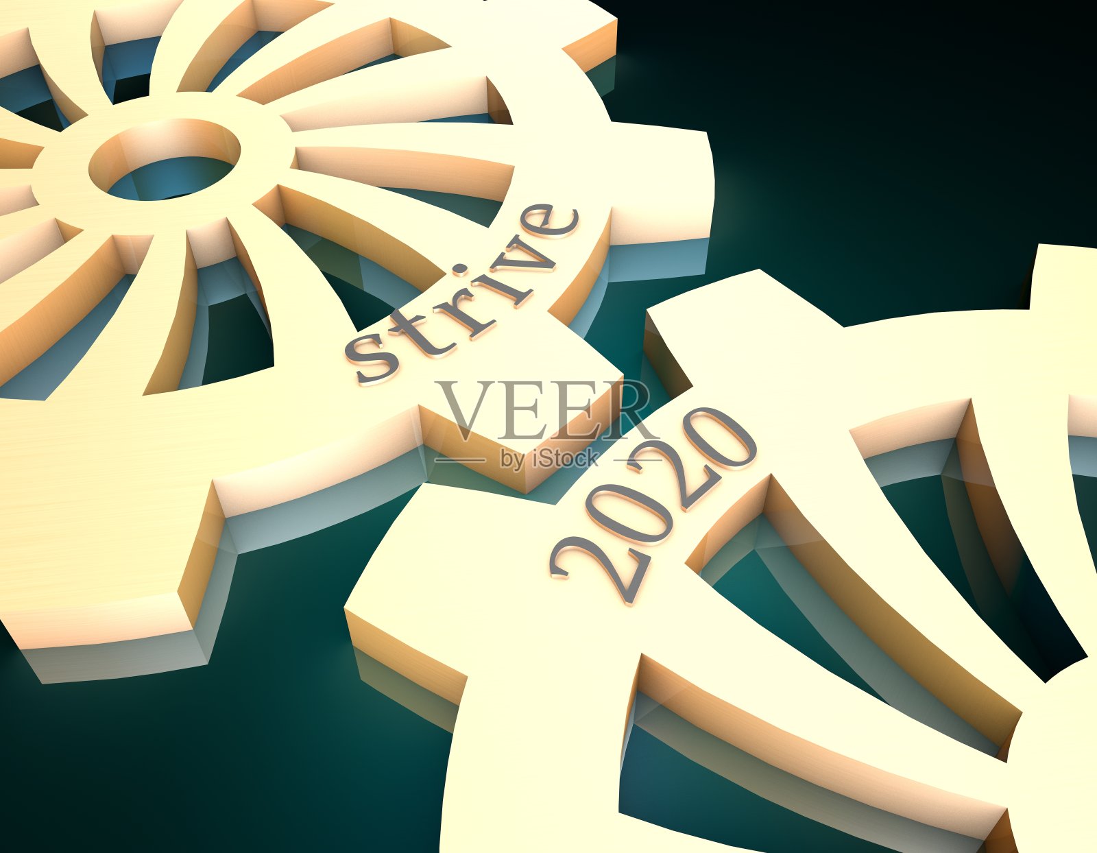 2020文字齿轮和拼搏齿轮，代表着团队合作和规划、协调与合作照片摄影图片