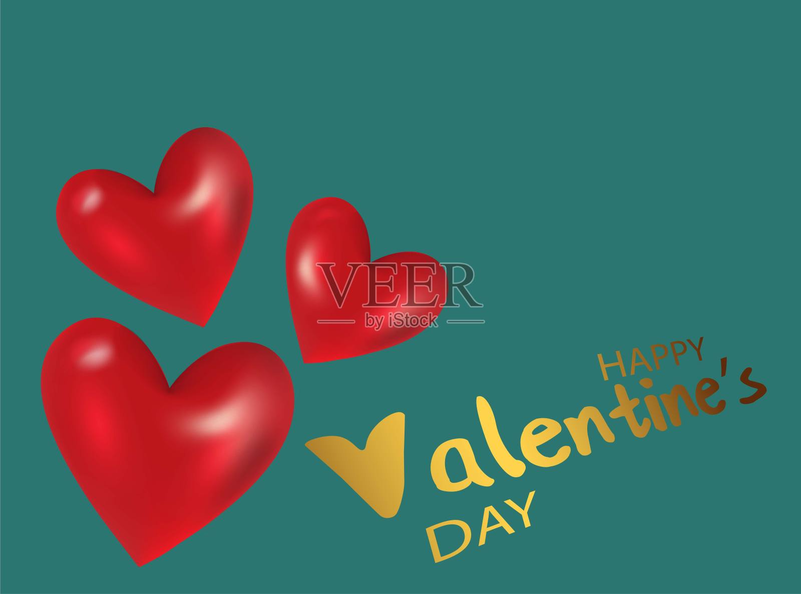 情人节庆祝概念。在绿色背景上手绘一颗红心用于宣传册设计。情人节快乐。矢量图的明信片。贺卡插画图片素材